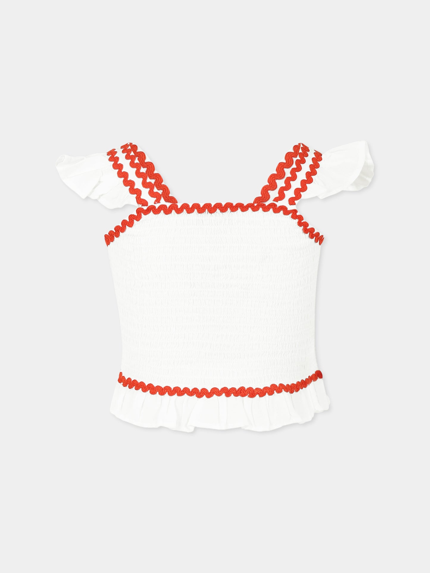 Top crop bianco per bambina con fragole,Stella Mccartney Kids,TW5A42 Z0138 101