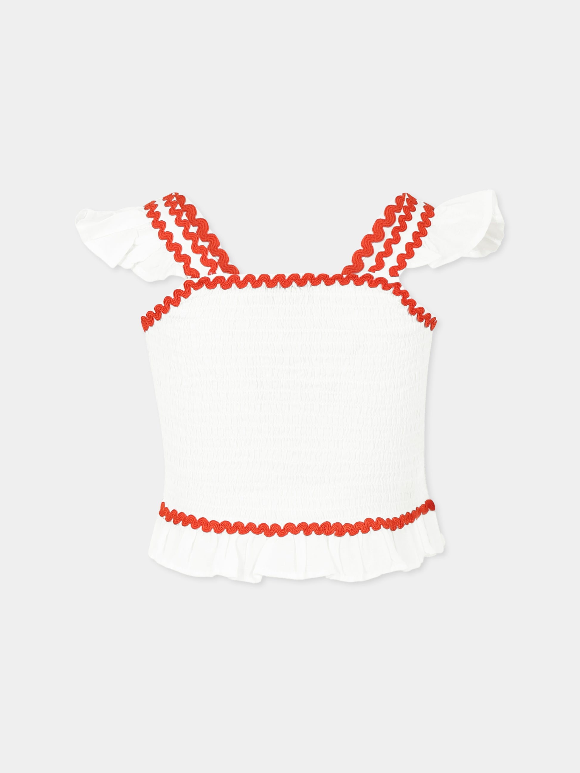 Top crop bianco per bambina con fragole,Stella Mccartney Kids,TW5A42 Z0138 101