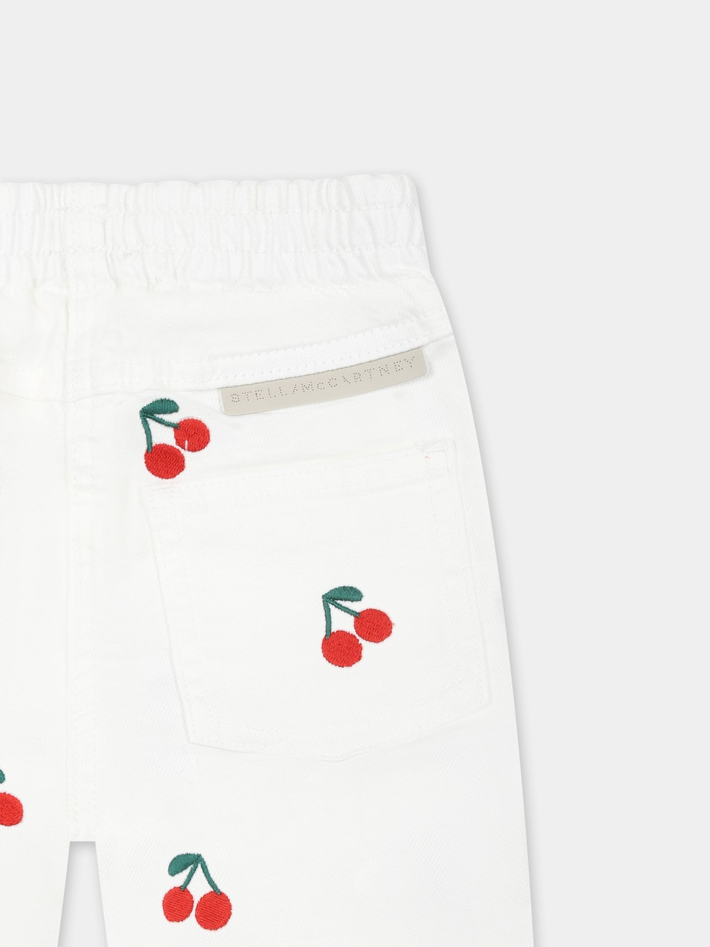Jeans bianchi per neonata con ciliegie all over,Stella Mccartney Kids,TW6060 Z2764 101EM