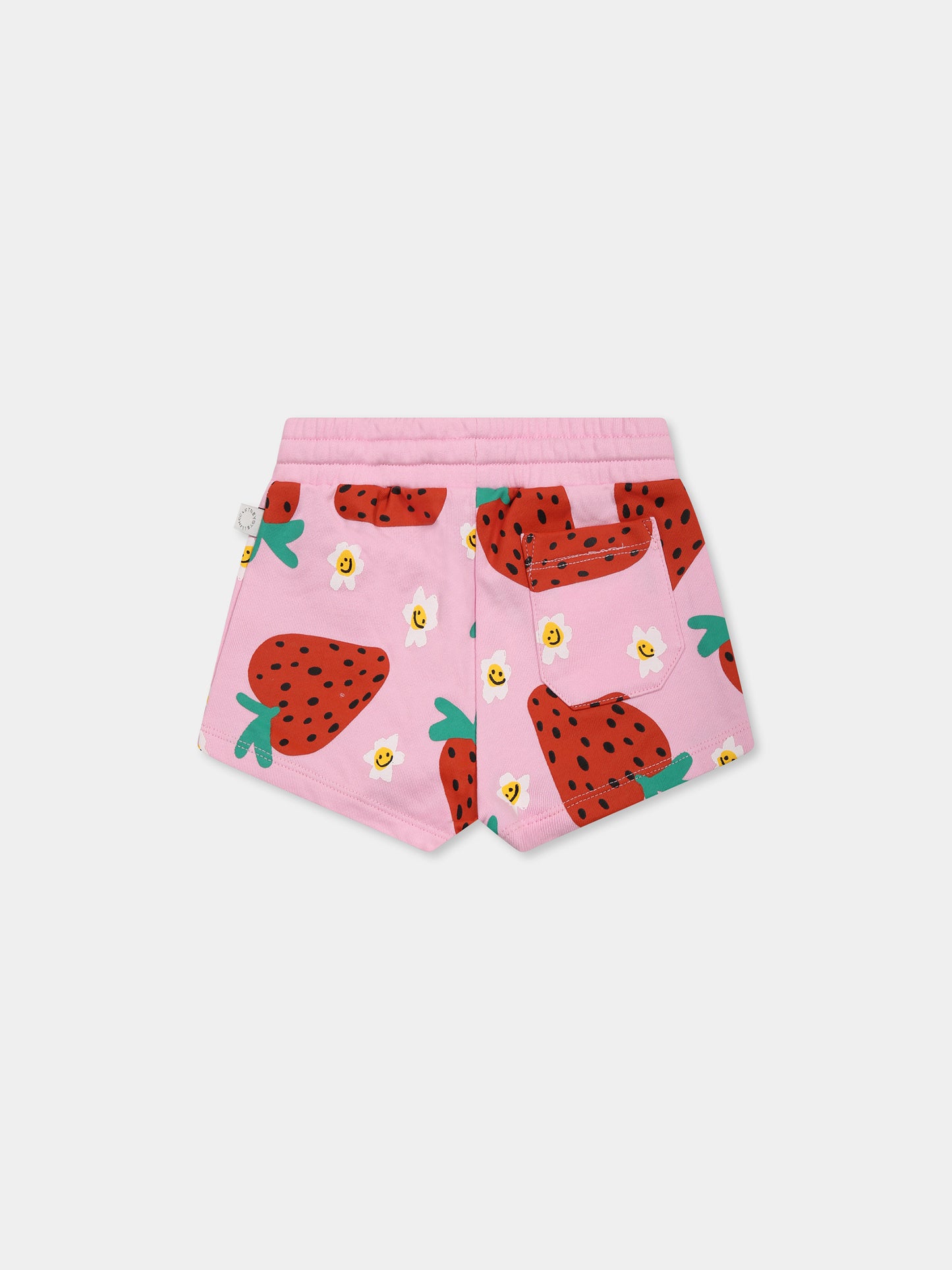 Pink shorts for baby girl with strawberry print
