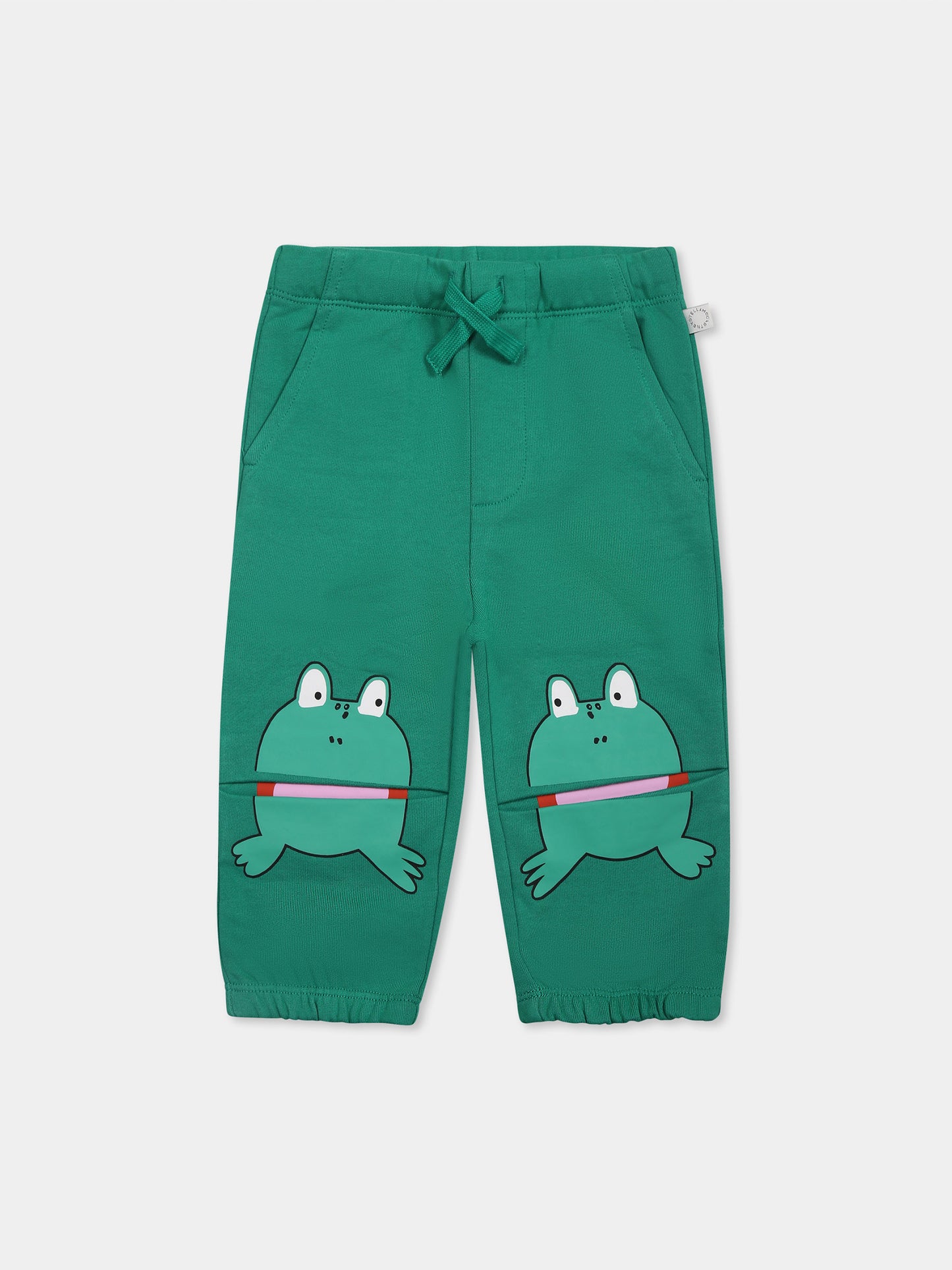 Green trousers for baby boy with frog