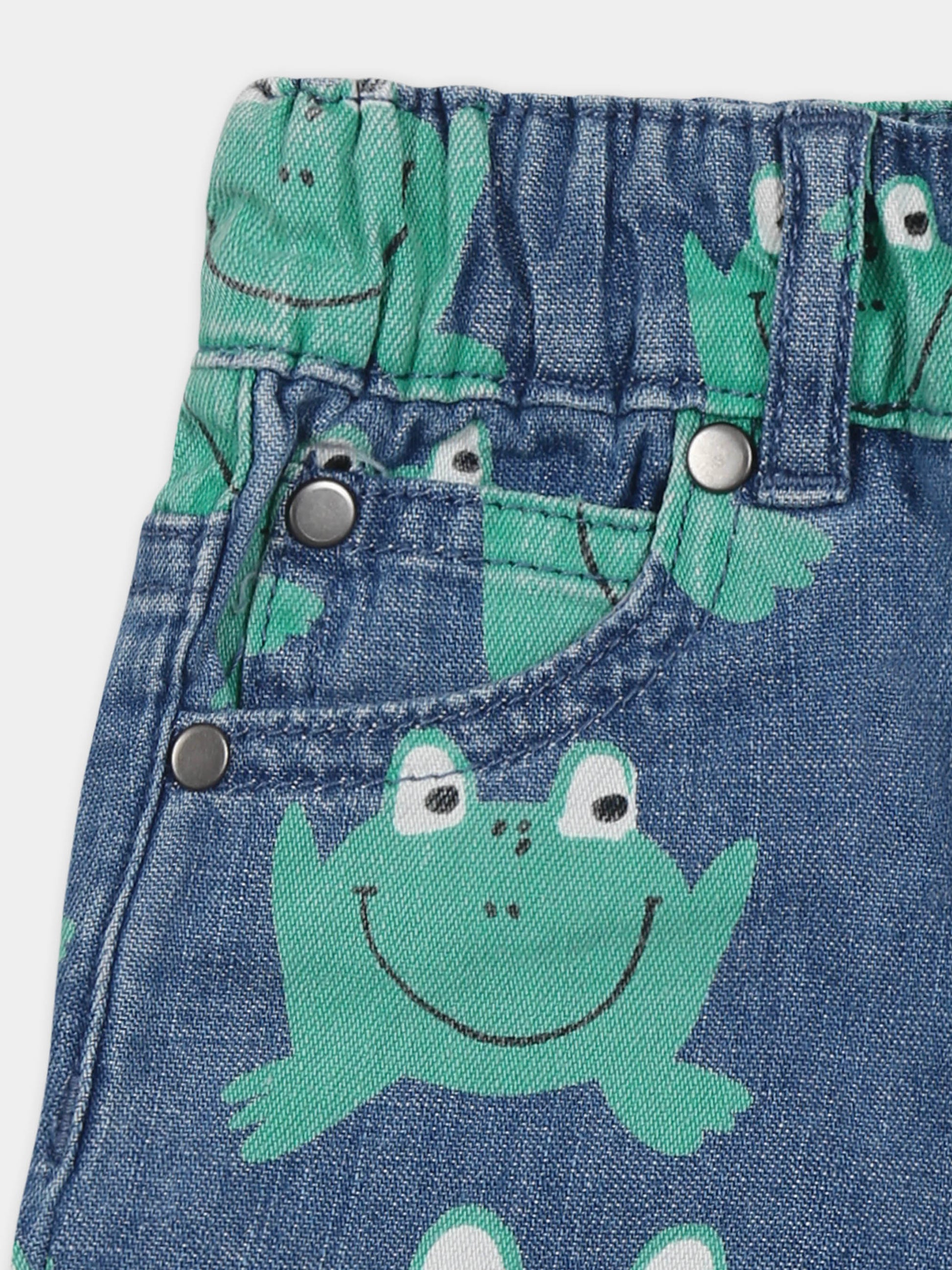 Shorts blu per neonato con rane e logo,Stella Mccartney Kids,TW6589 Z2768 601MC