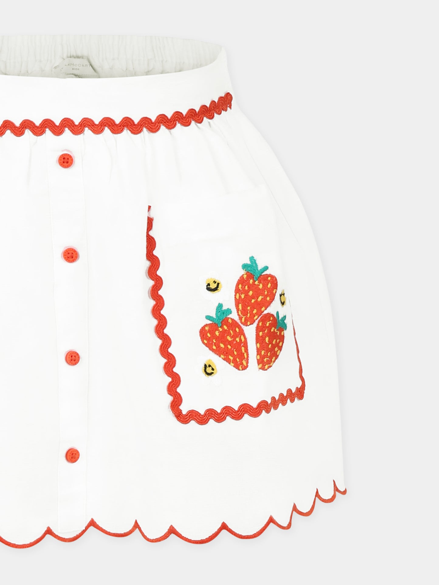 Gonna bianca per bambina con fragole,Stella Mccartney Kids,TW7A41 Z0138 101