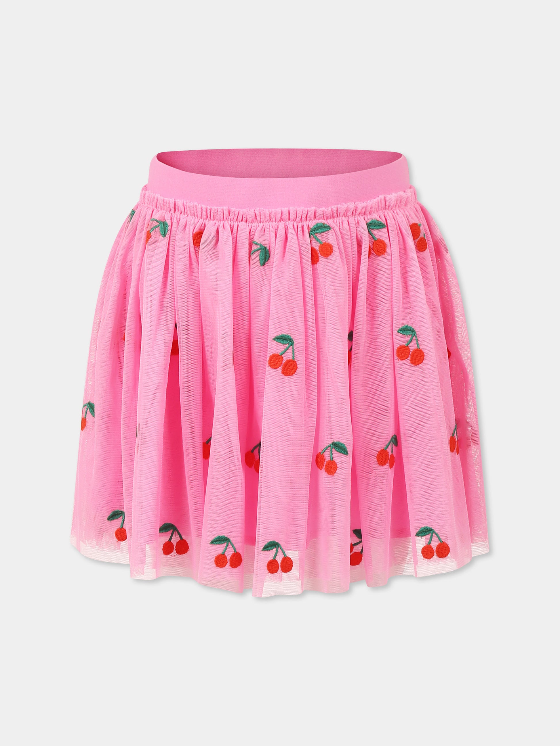 Gonna rosa per bambina con ciliegie all over,Stella Mccartney Kids,TW7B01 Z2611 552EM