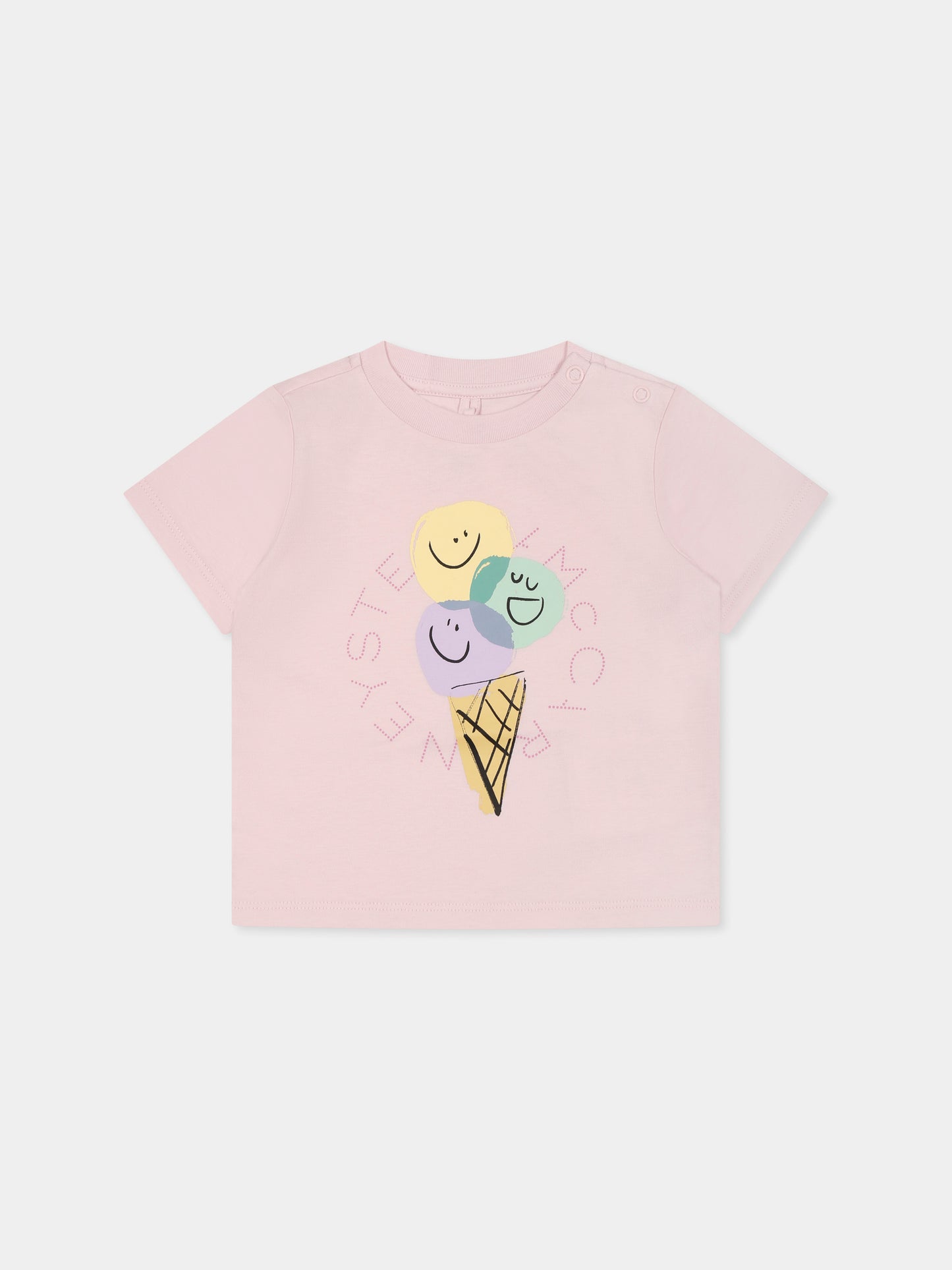 T-shirt rosa per neonata con gelato,Stella Mccartney Kids,TW8171 Z0434 545