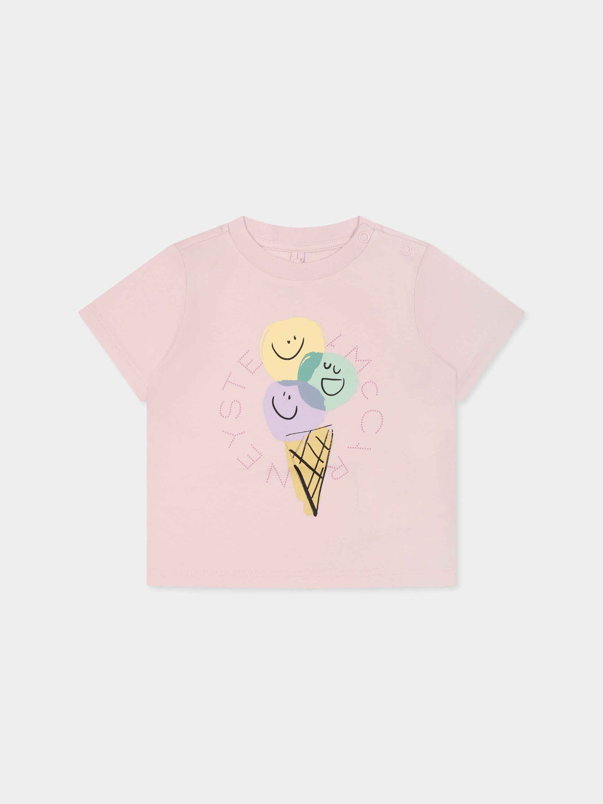 T-shirt rosa per neonata con gelato,Stella Mccartney Kids,TW8171 Z0434 545