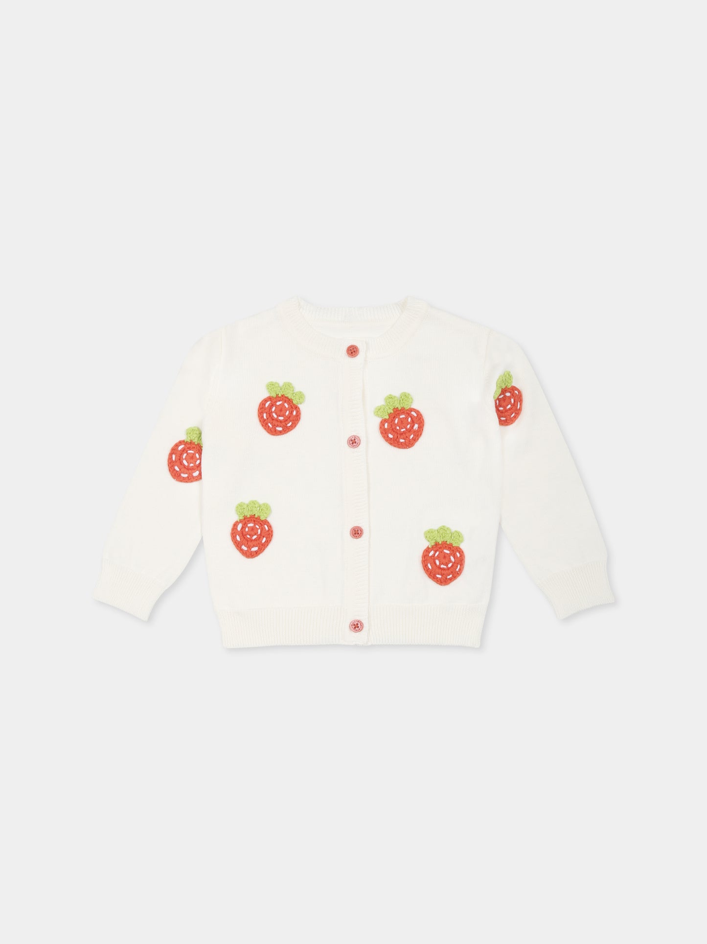 Cardigan avorio per neonata con fragole,Stella Mccartney Kids,TW9010 Z2922 101