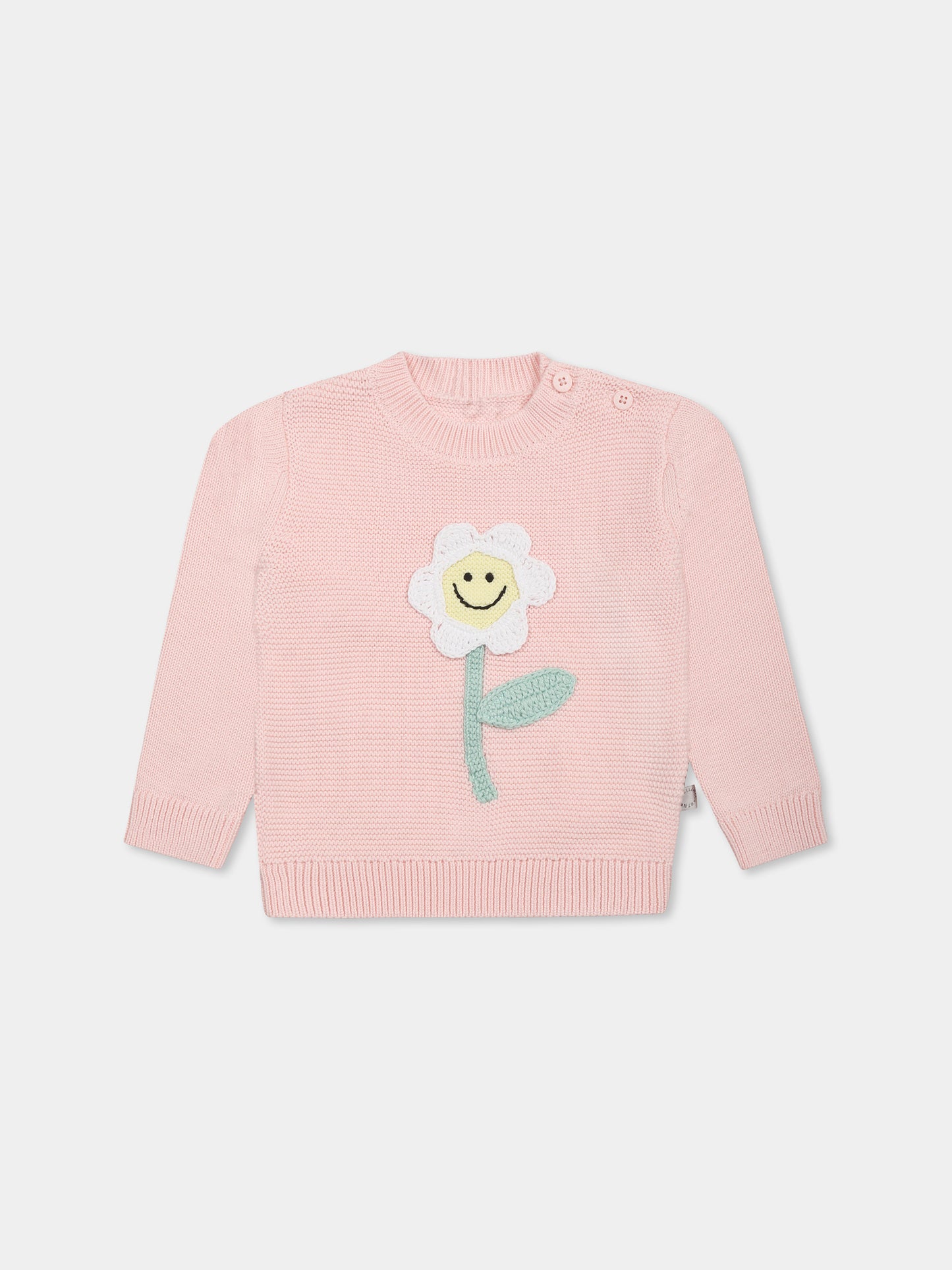 Pink sweater for baby girl with flower