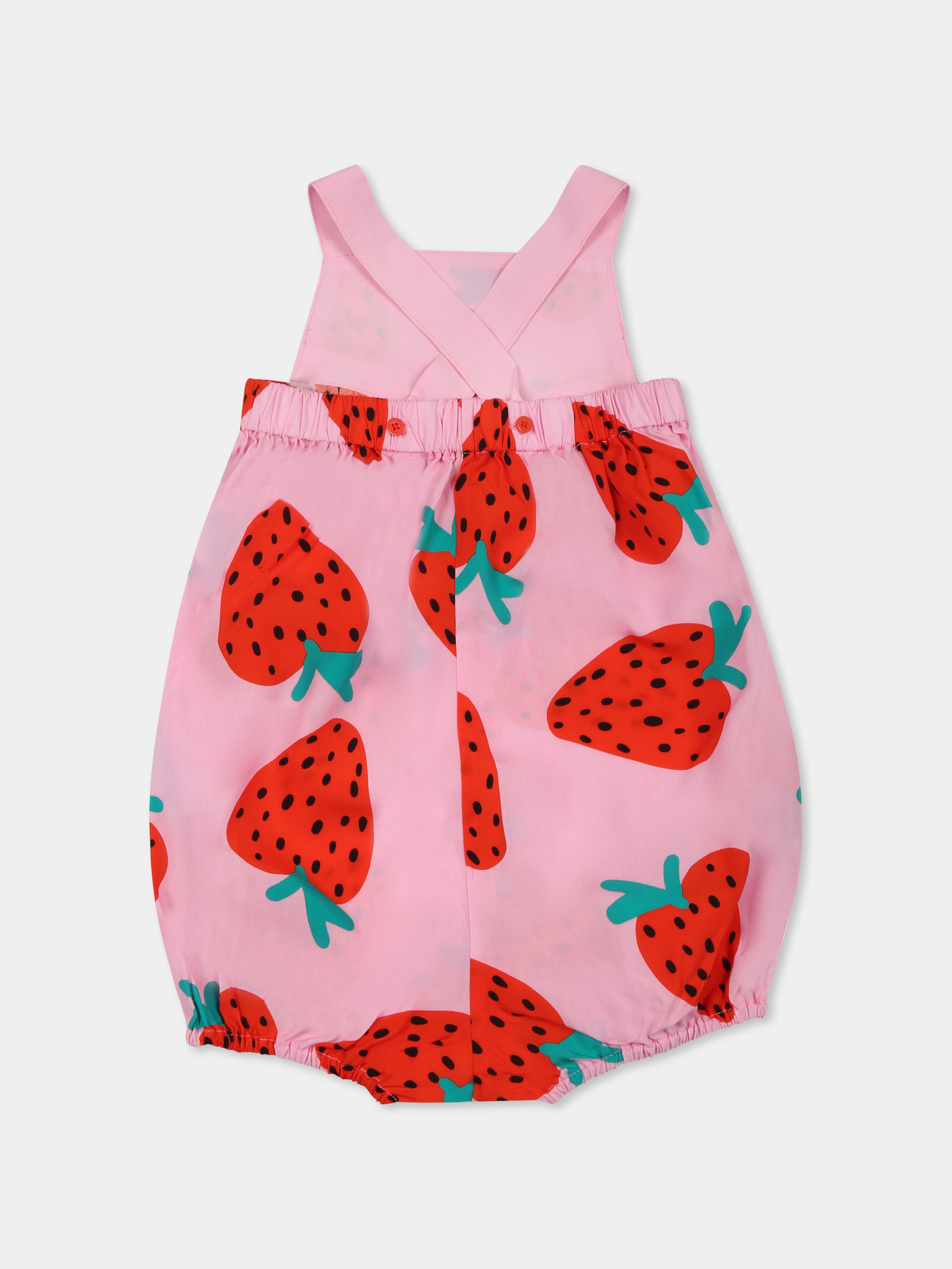 Pagliaccetto rosa per neonata con fragole all over,Stella Mccartney Kids,TWA032 Z2784 51CMC