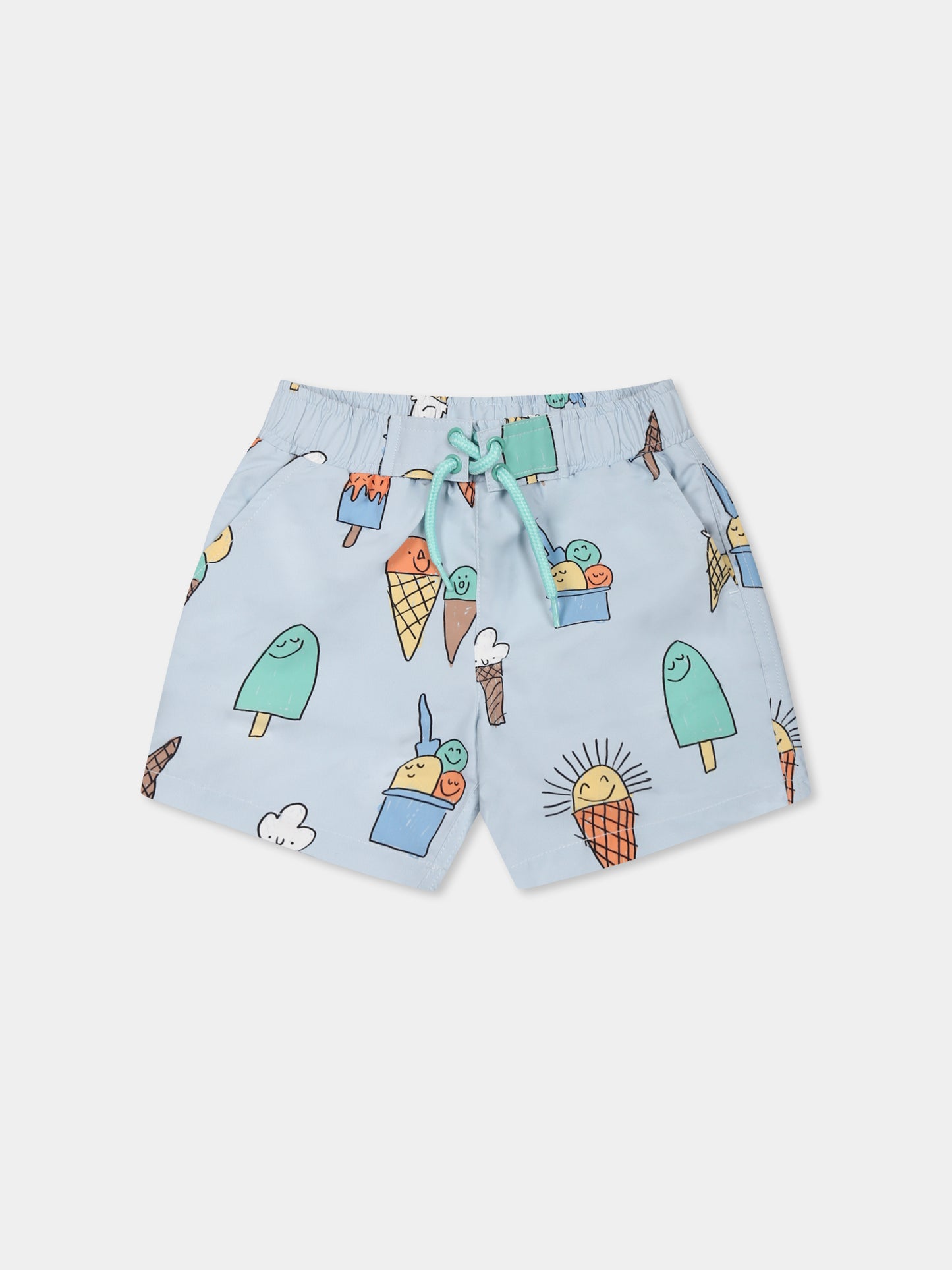 Boxer mare celeste per neonato con stampa gelato all over,Stella Mccartney Kids,TWC529 Z2757 652MC