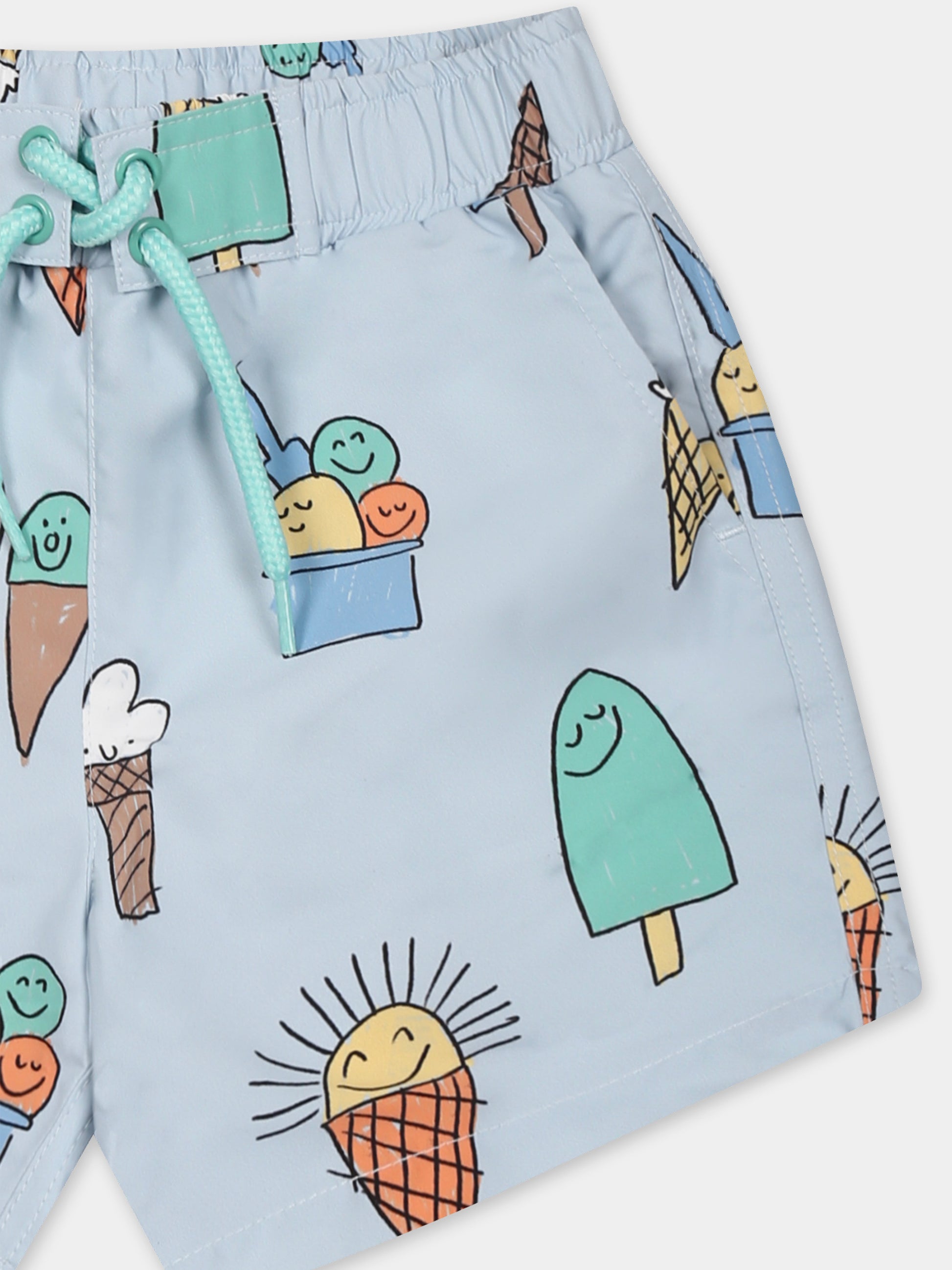 Boxer mare celeste per neonato con stampa gelato all over,Stella Mccartney Kids,TWC529 Z2757 652MC