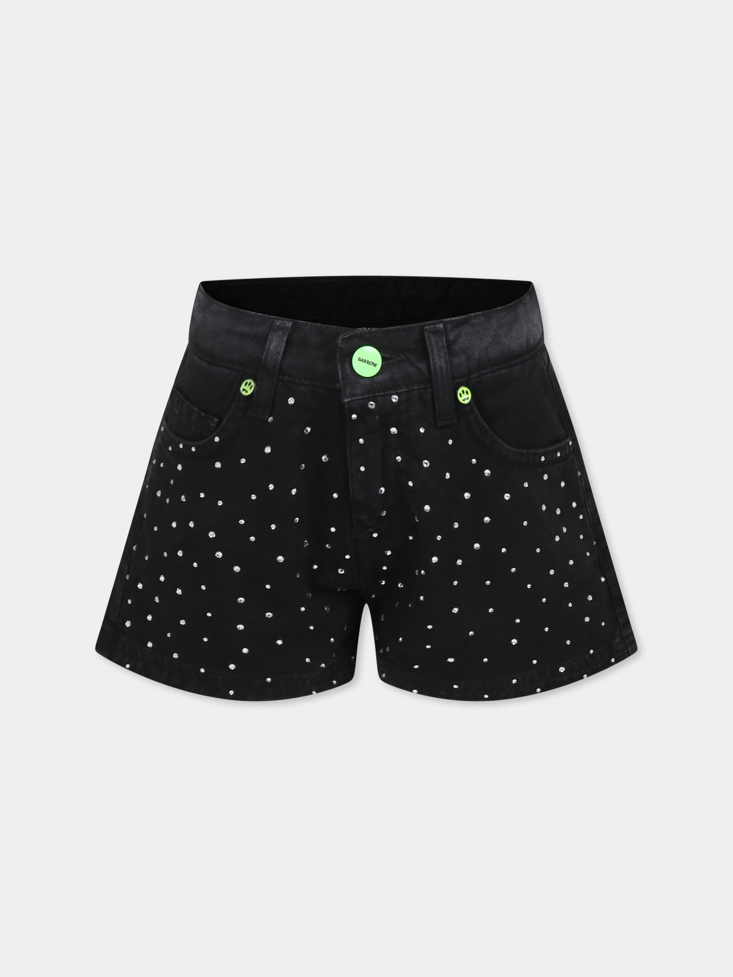 Shorts neri per bambina con strass,Barrow,S5BKJGSH113 127