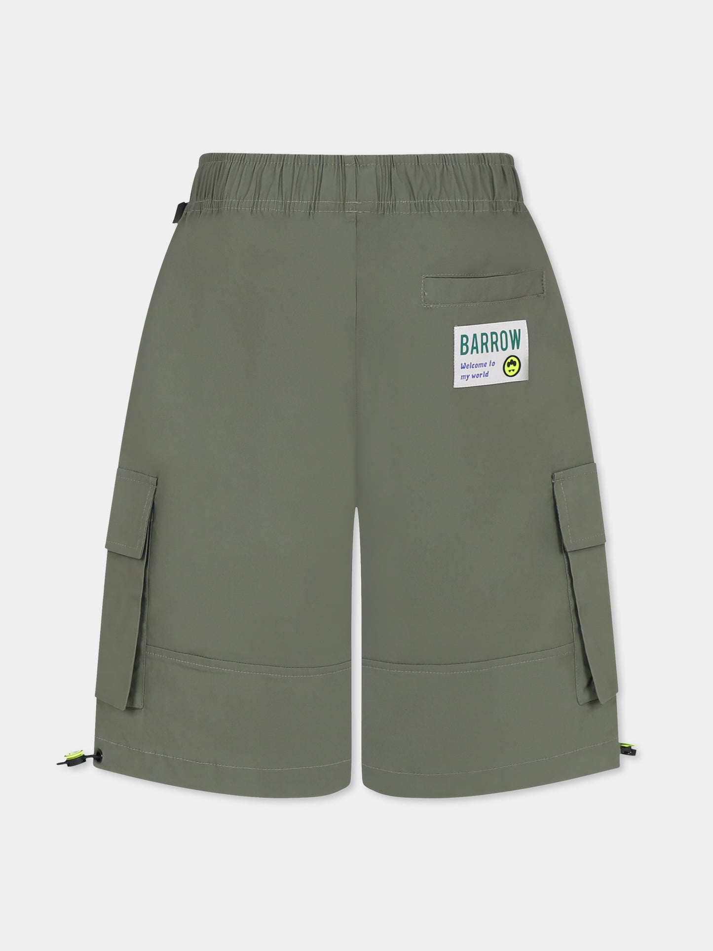 Shorts verdi per bambini con patch,Barrow,S5BKJUBE036 082