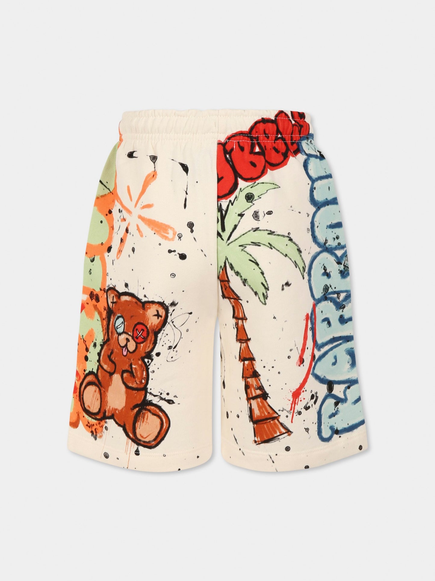 Shorts avorio per bambini con smile e logo,Barrow,S5BKJUBE066 013