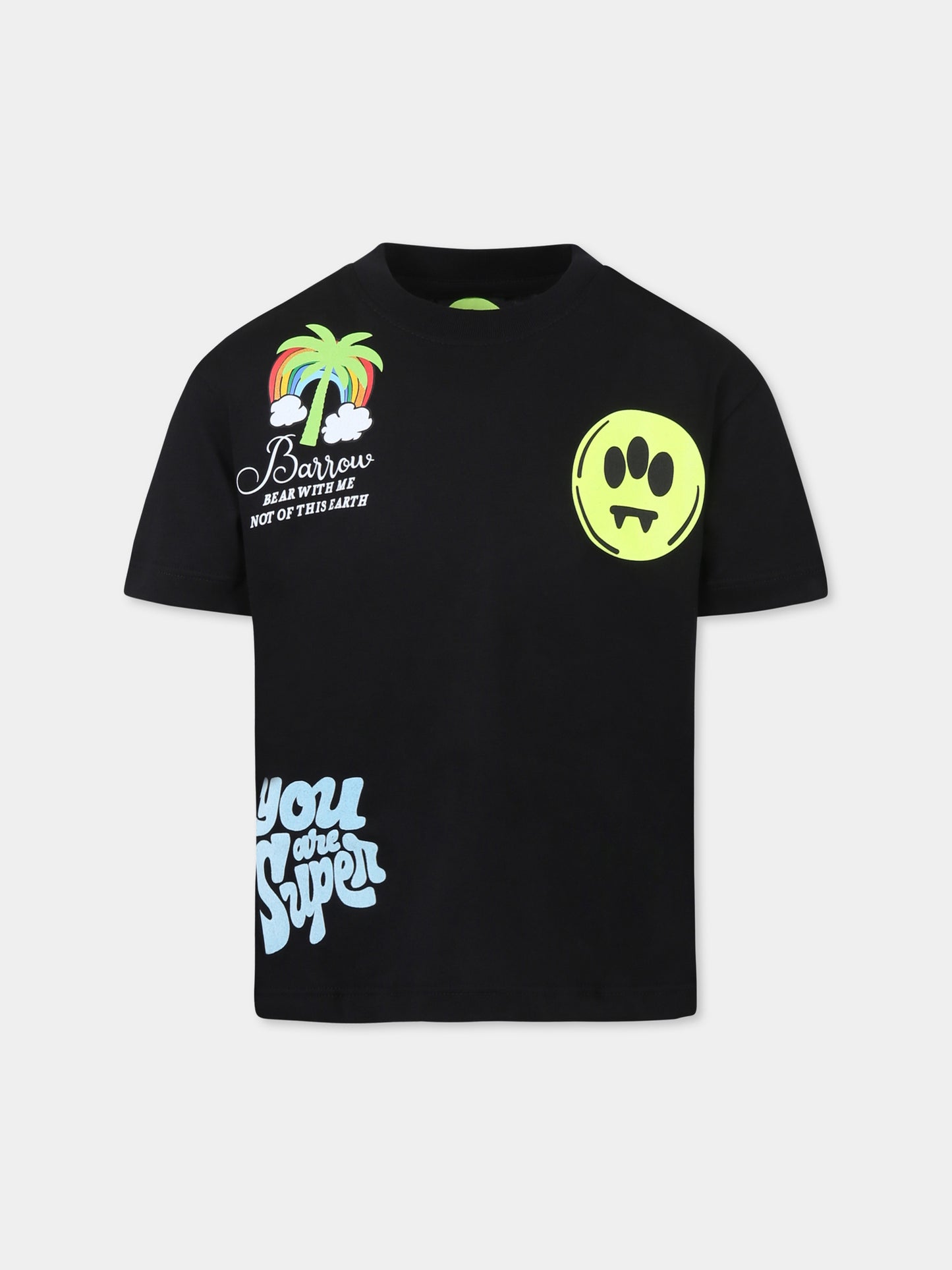 Black t-shirt for kids with smiley and Bear