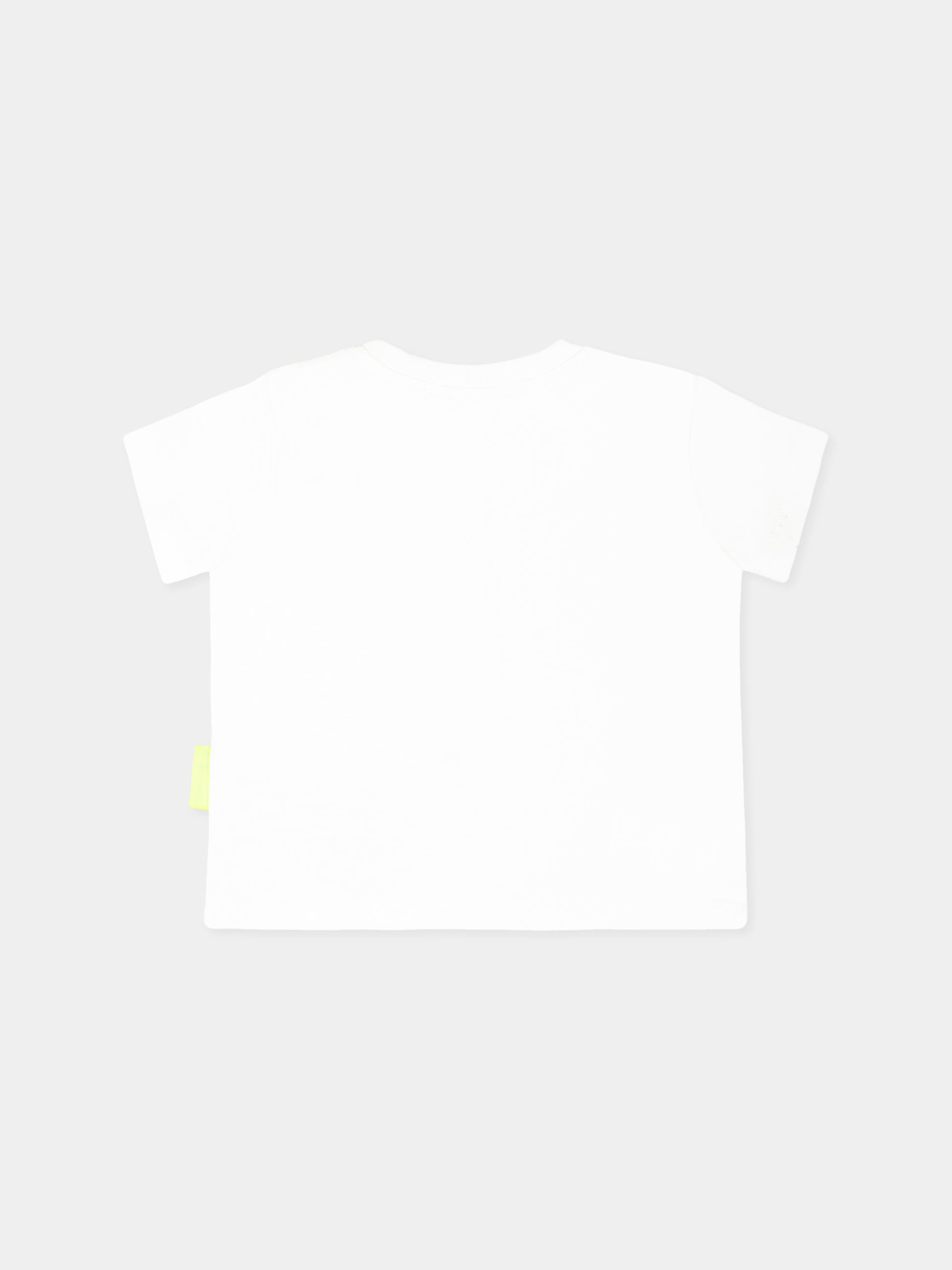 T-shirt bianca per neonata con logo e smile,Barrow,S5BKNGTH198 002