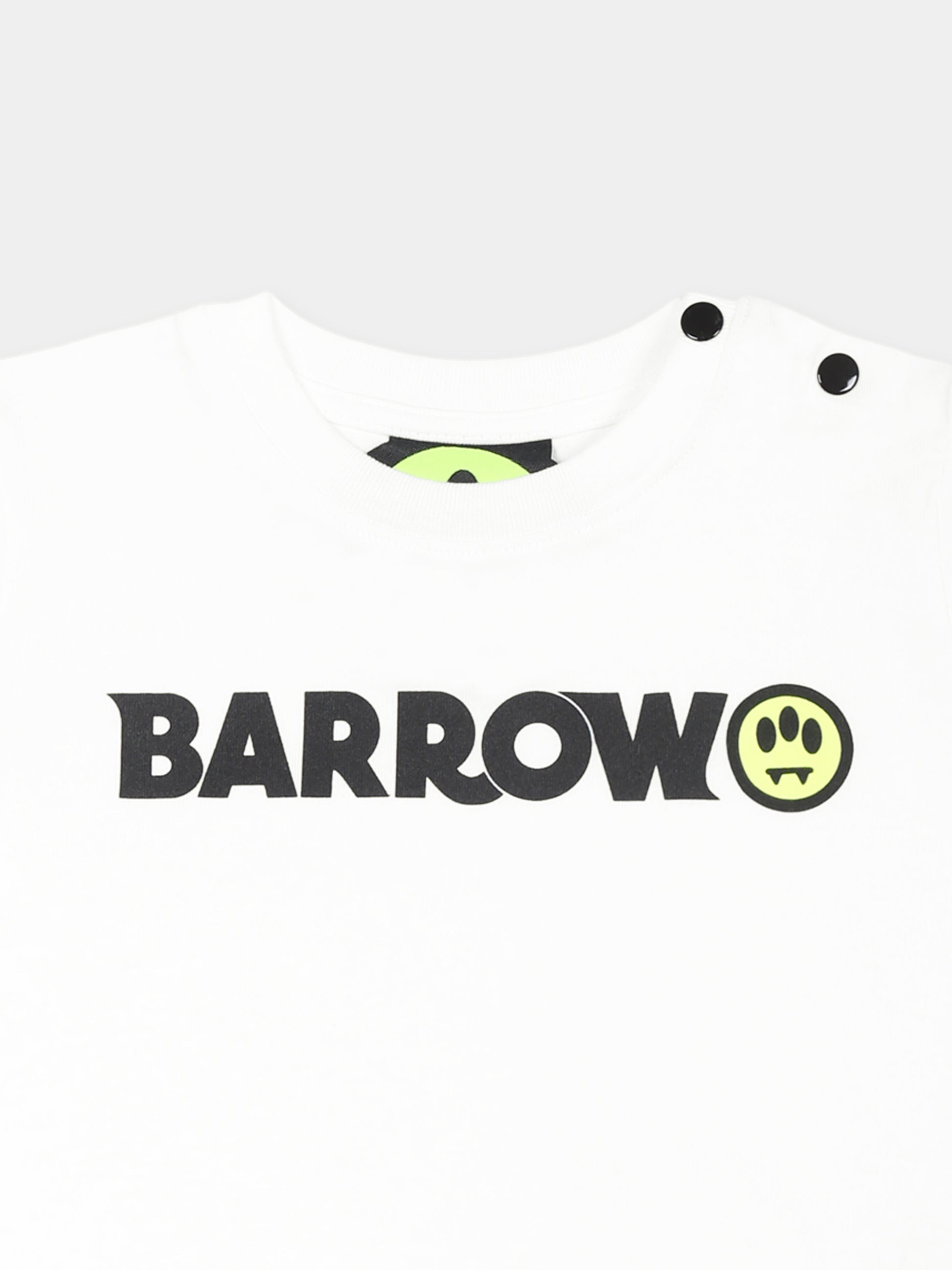 T-shirt bianca per neonata con logo e smile,Barrow,S5BKNGTH198 002