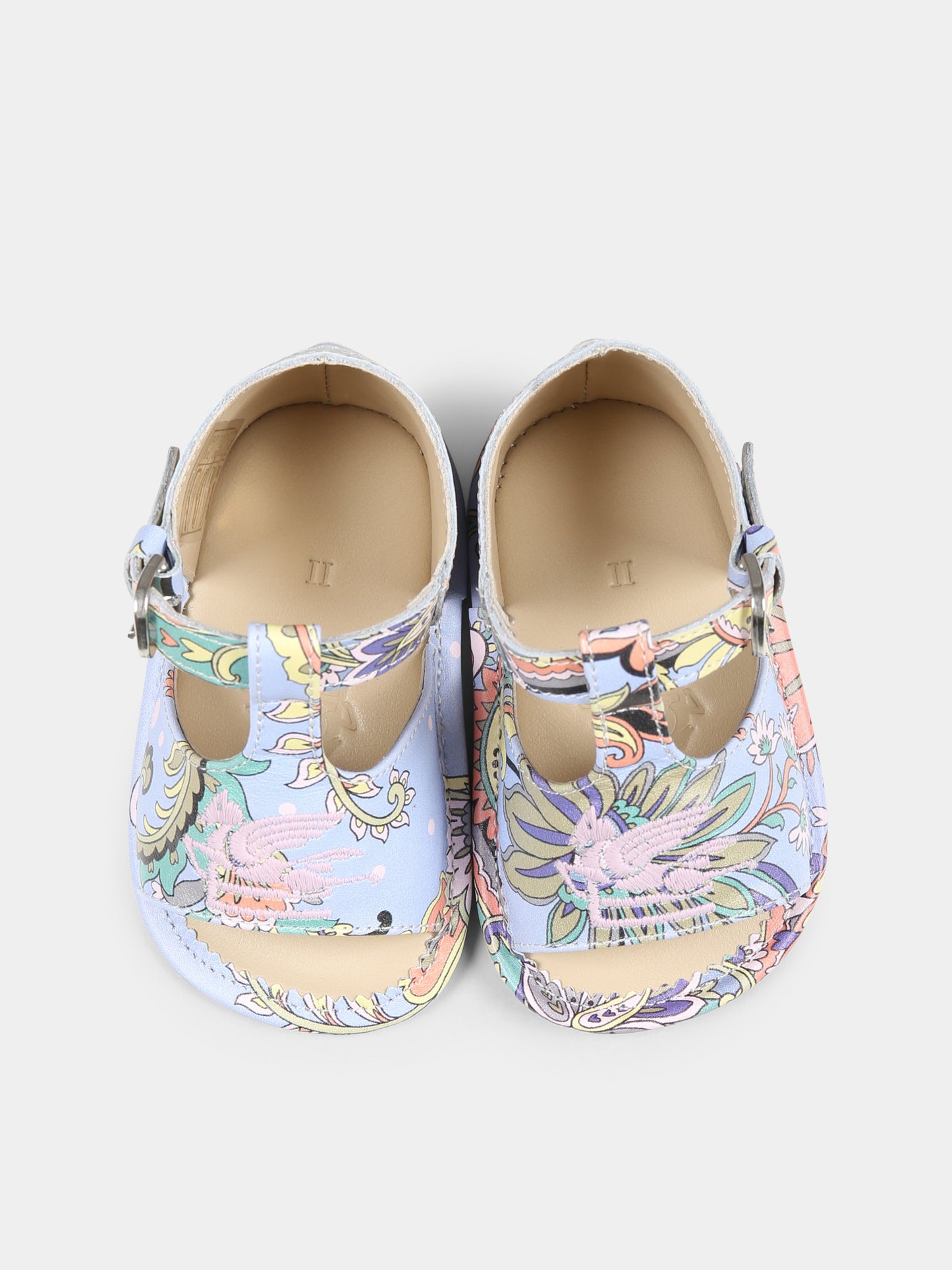 Sandali celesti per neonata con stampa Paisley,Etro,GW0546 Z2997 685MC