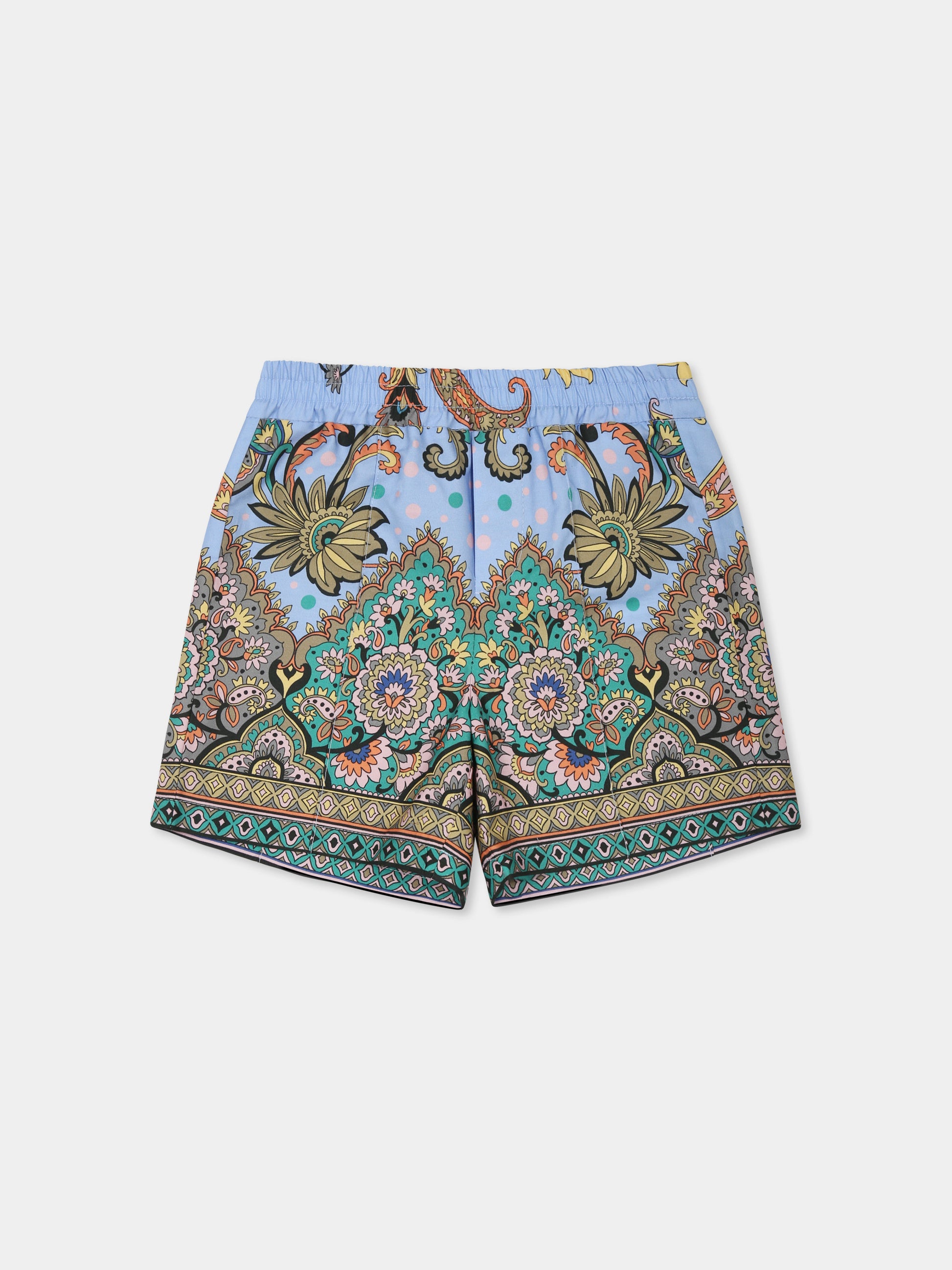 Shorts celesti per neonato con motivo paisley,Etro,GW6579 P0523 685MC