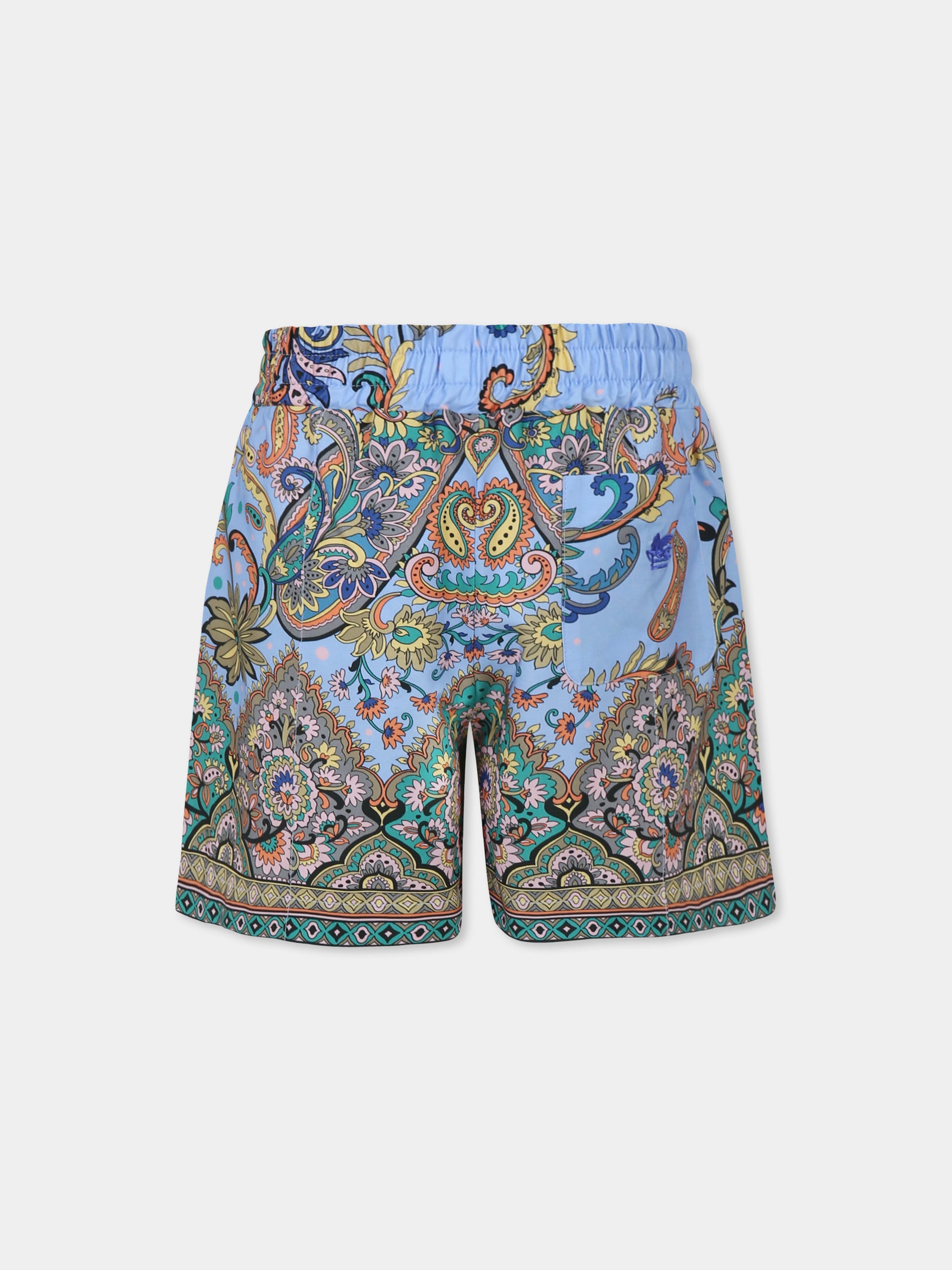 Shorts celesti per bambino con motivo paisley,Etro,GW6Q79 P0523 685MC