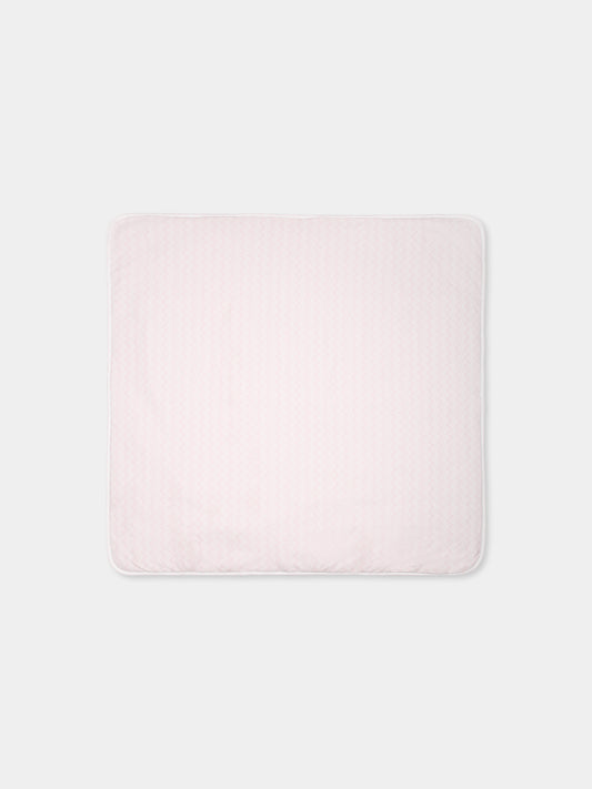 Pink blanket for baby girl with chevron pattern