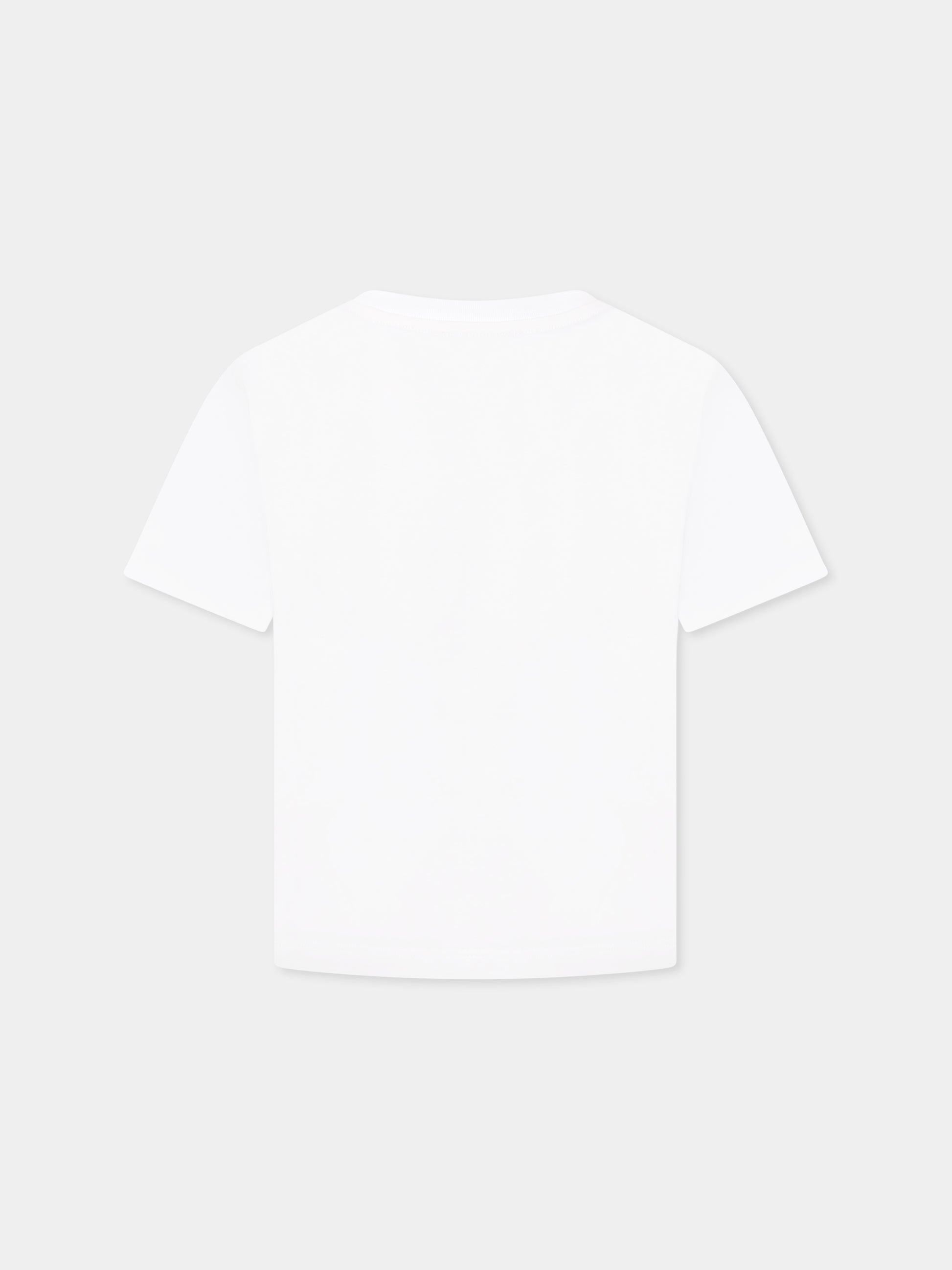 T-shirt bianca per bambina con logo e motivo chevron,Missoni,MW8A91 J0177 100MC