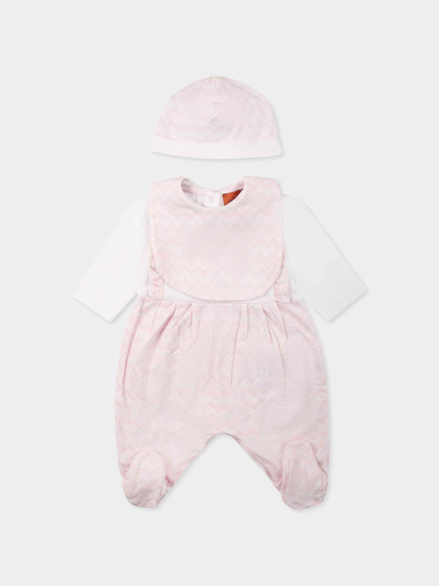 Pink babygrow set for baby girl with logo
