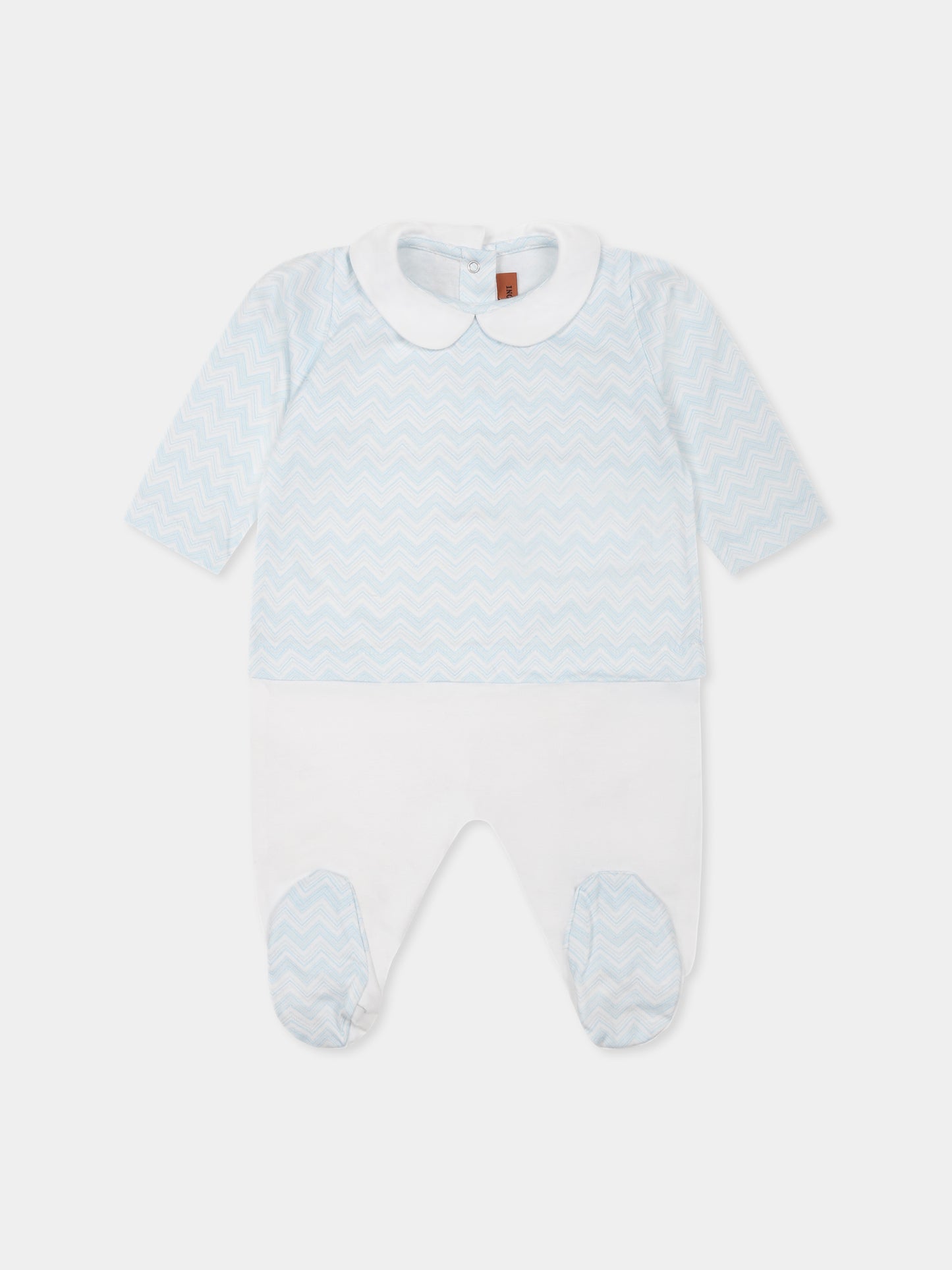 Set tutina celeste per neonato con motivo chevron,Missoni,MWB520 Z2972 100CE