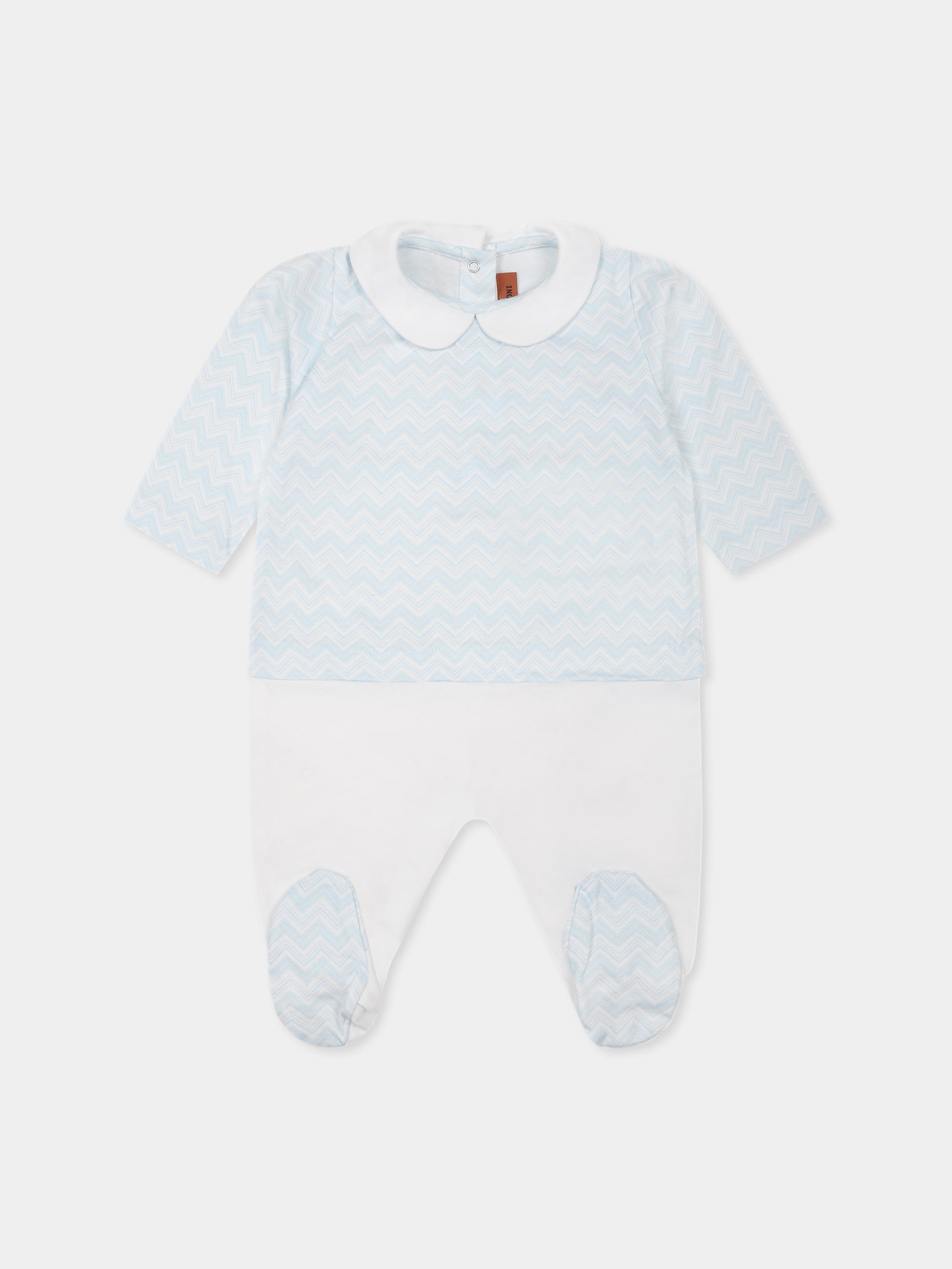 Set tutina celeste per neonato con motivo chevron,Missoni,MWB520 Z2972 100CE