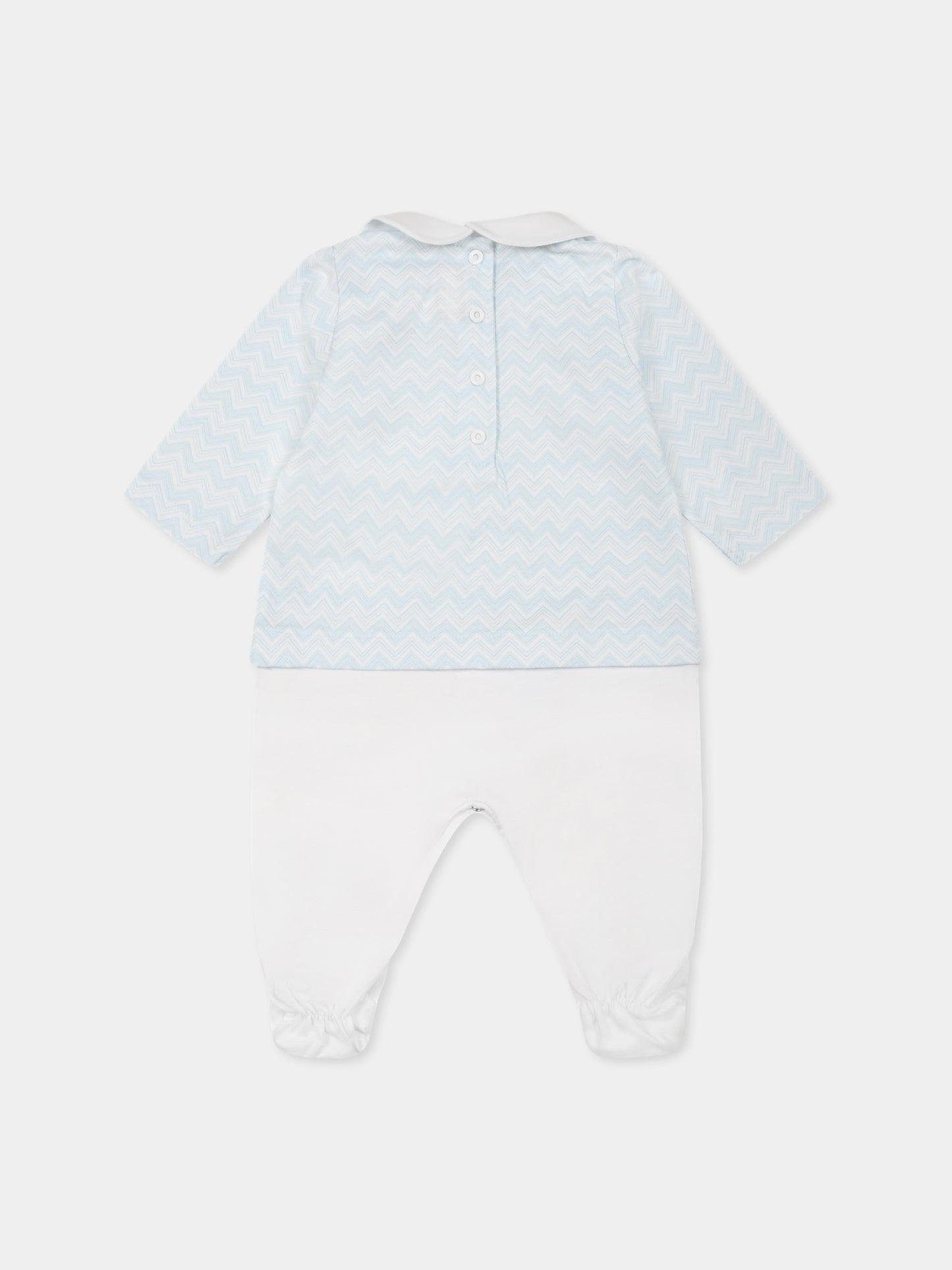 Set tutina celeste per neonato con motivo chevron,Missoni,MWB520 Z2972 100CE