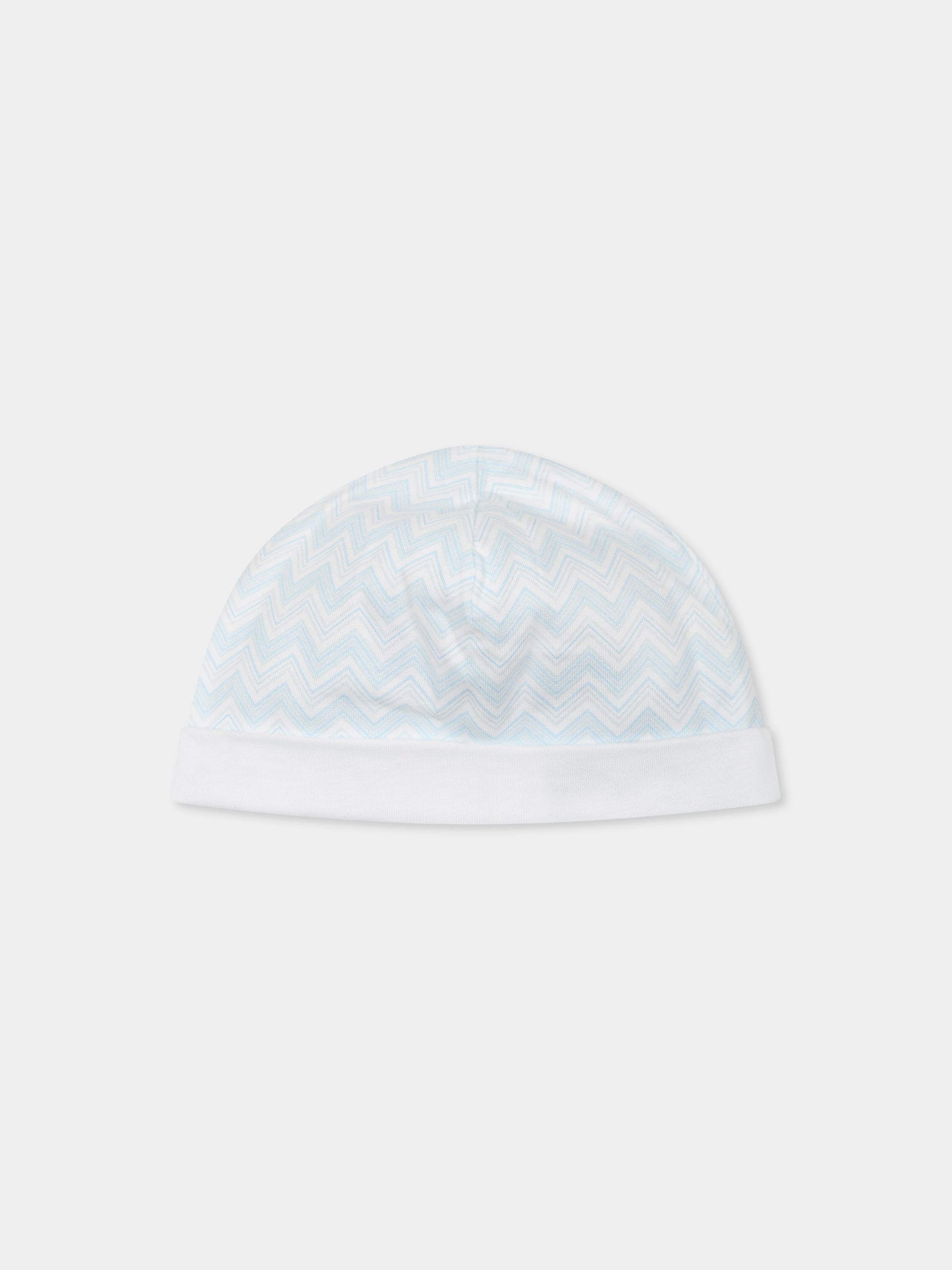 Set tutina celeste per neonato con motivo chevron,Missoni,MWB520 Z2972 100CE