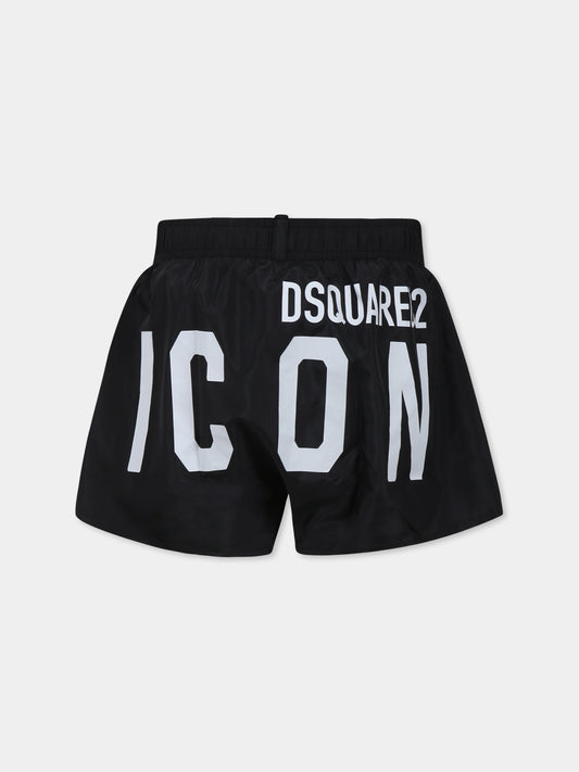 Boxer mare nero per bambino con logo Icon,Dsquared2,DQ1708 D0A9E D2M95M DQ900