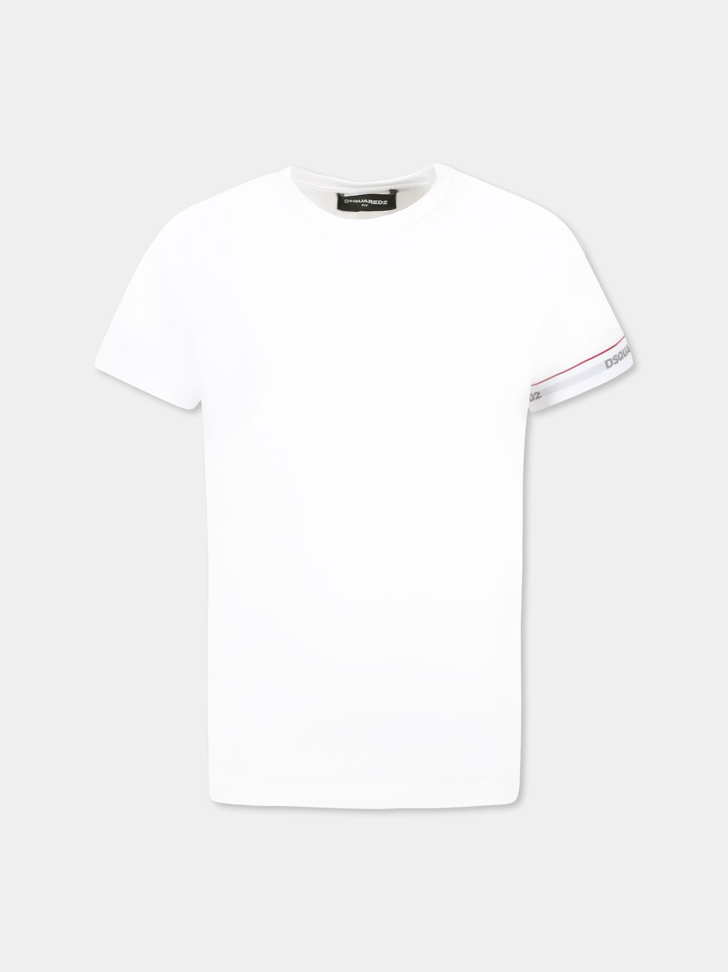 T-shirt bianca per bambino con logo,Dsquared2,DQ2480 D008J D2UT7U DQ100