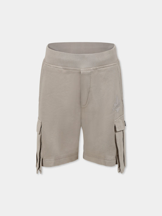 Shorts beige per bambino con logo,Dsquared2,DQ2720 D0AC6 D2P794M DQ717