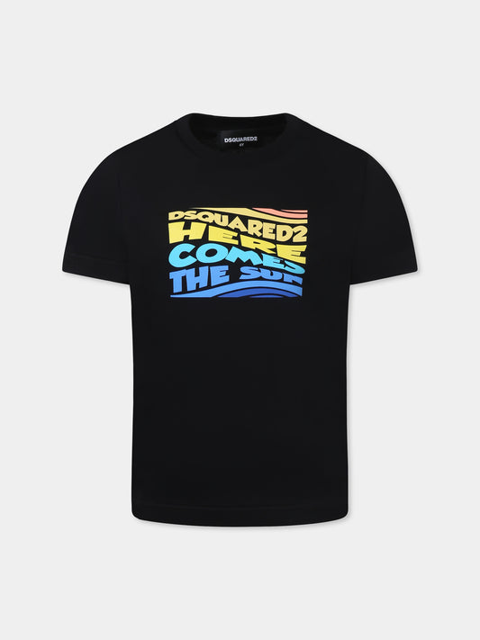 T-shirt nera per bambino con logo,Dsquared2,DQ2781 D004G D2T1135U DQ900