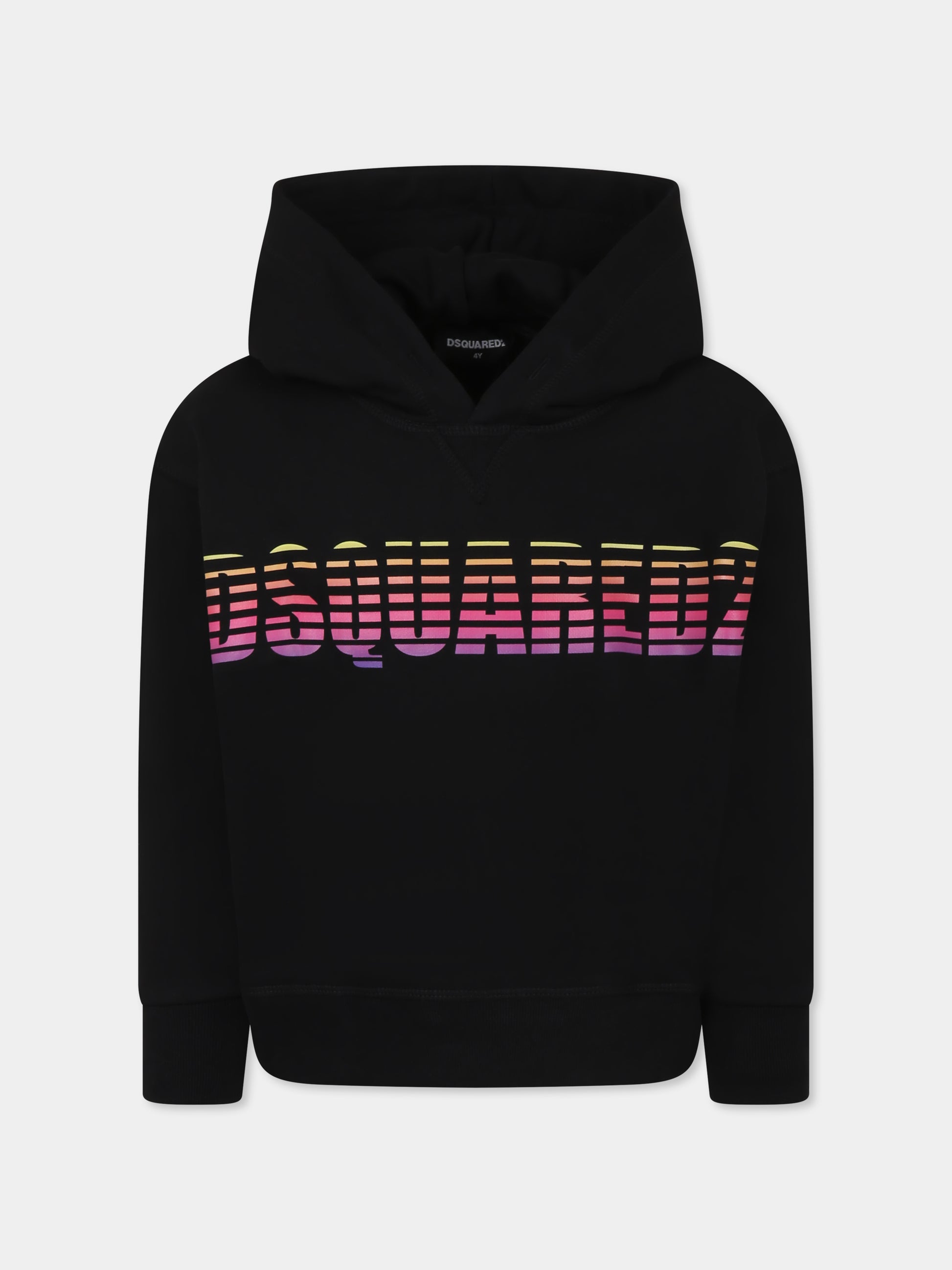 Felpa nera per bambino con logo,Dsquared2,DQ2785 D0A9U D2S882U DQ900