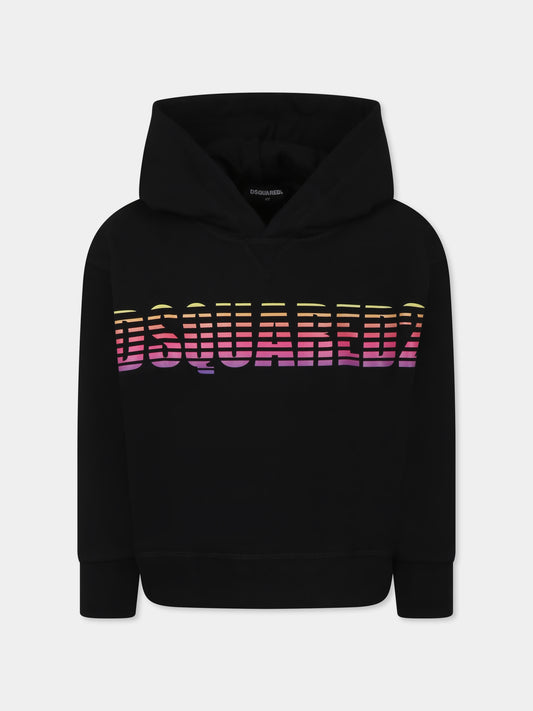 Felpa nera per bambino con logo,Dsquared2,DQ2785 D0A9U D2S882U DQ900