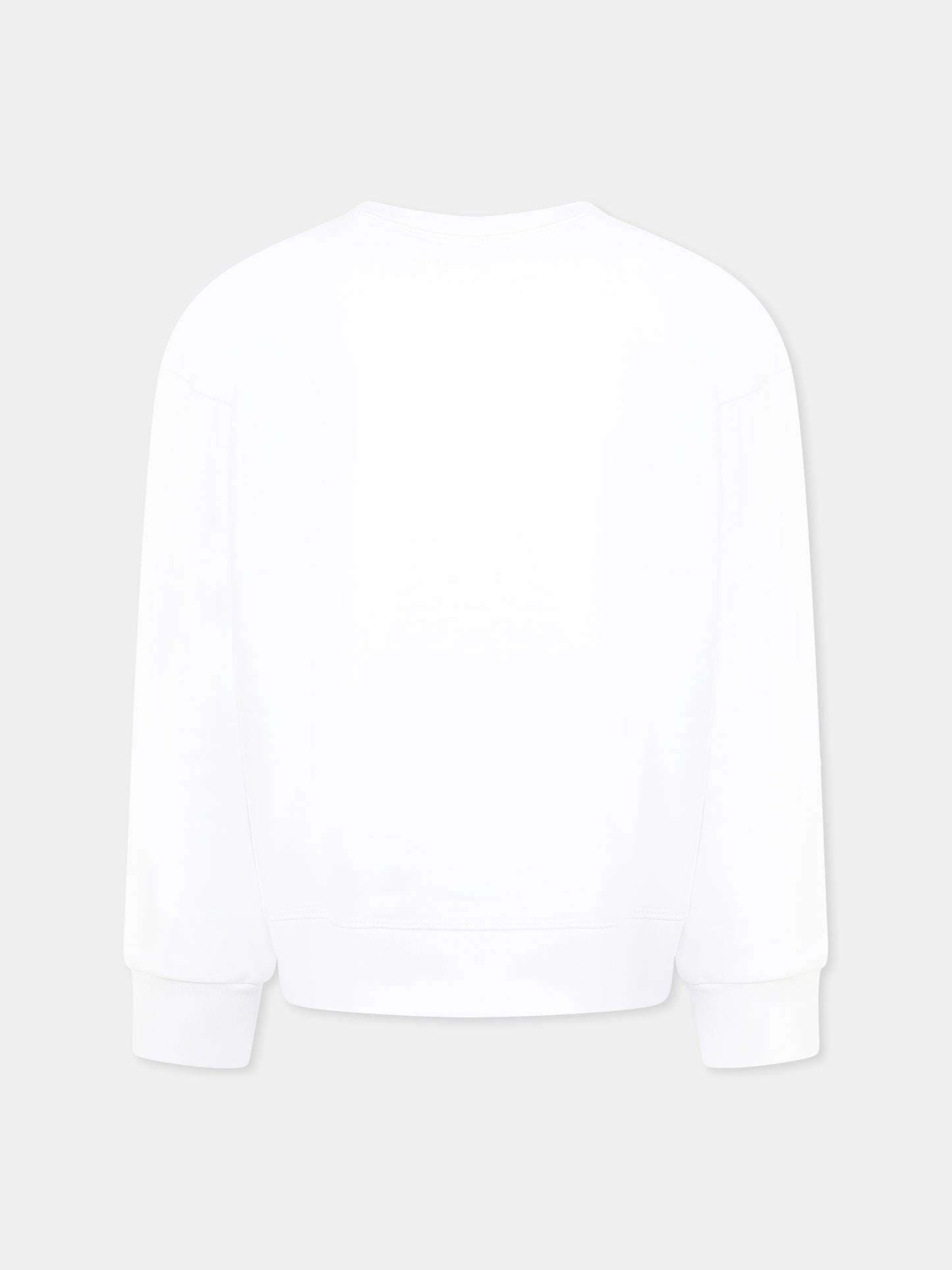 Felpa bianca per bambino con logo e foglia d'acero,Dsquared2,DQ2786 D0A9U D2S883U DQ100