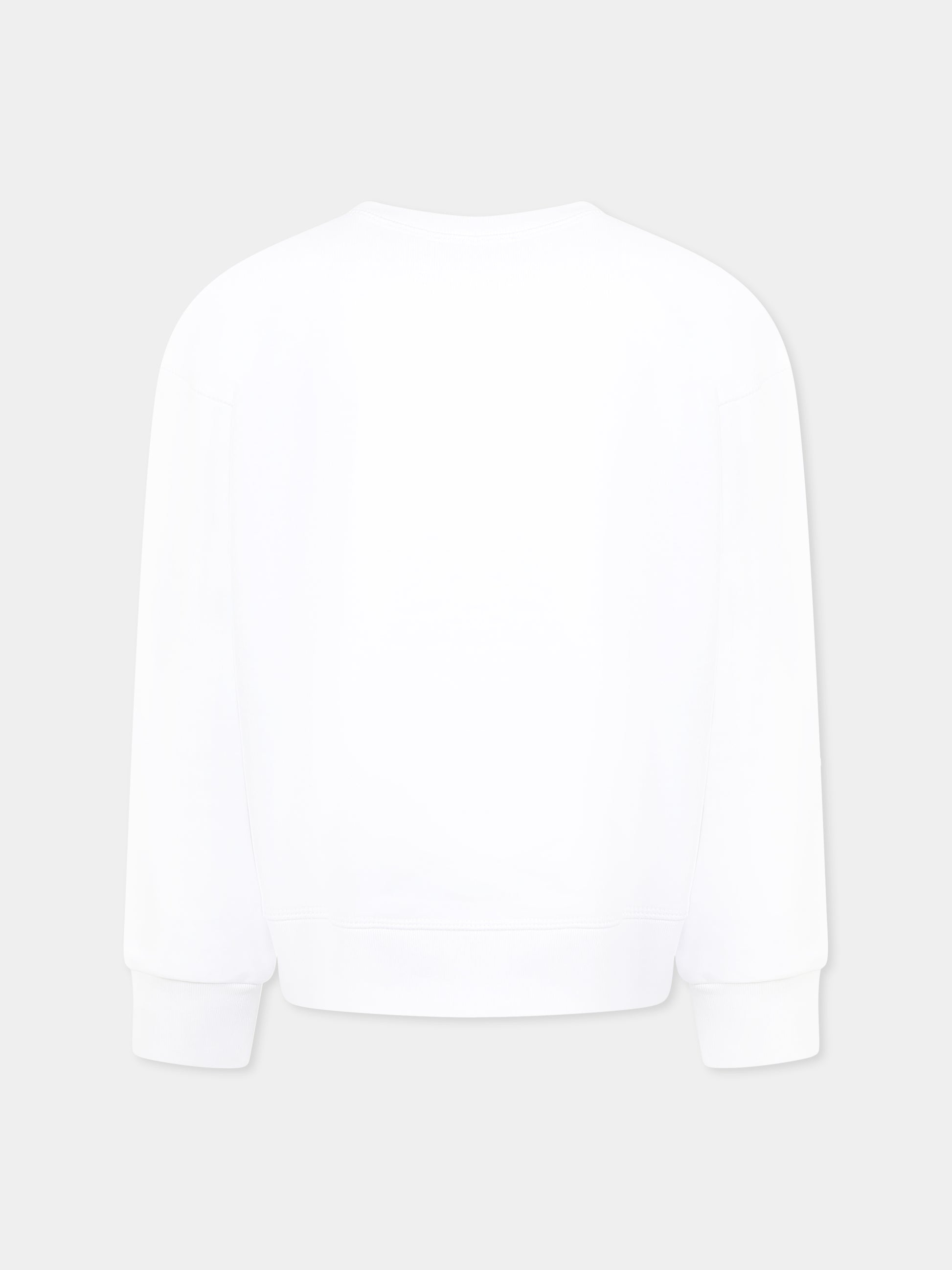 Felpa bianca per bambino con logo e foglia d'acero,Dsquared2,DQ2786 D0A9U D2S883U DQ100