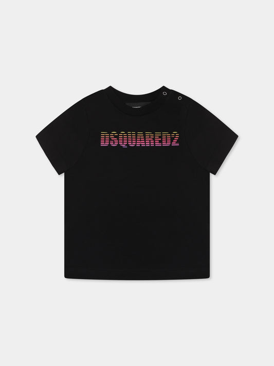 T-shirt nera per neonato con logo,Dsquared2,DQ2857 D0015 D2T1156B DQ900