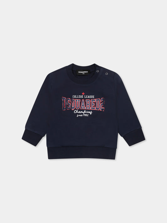 Felpa blu per neonato con logo,Dsquared2,DQ2861 D0ACC D2S902B DQ880