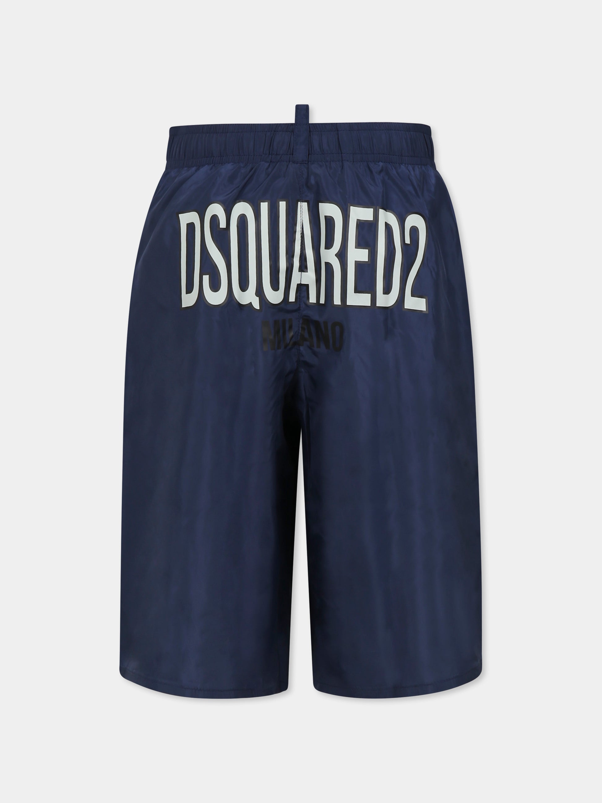 Boxer mare blu per bambino con logo,Dsquared2,DQ2894 D0A9E D2M128M DQ880