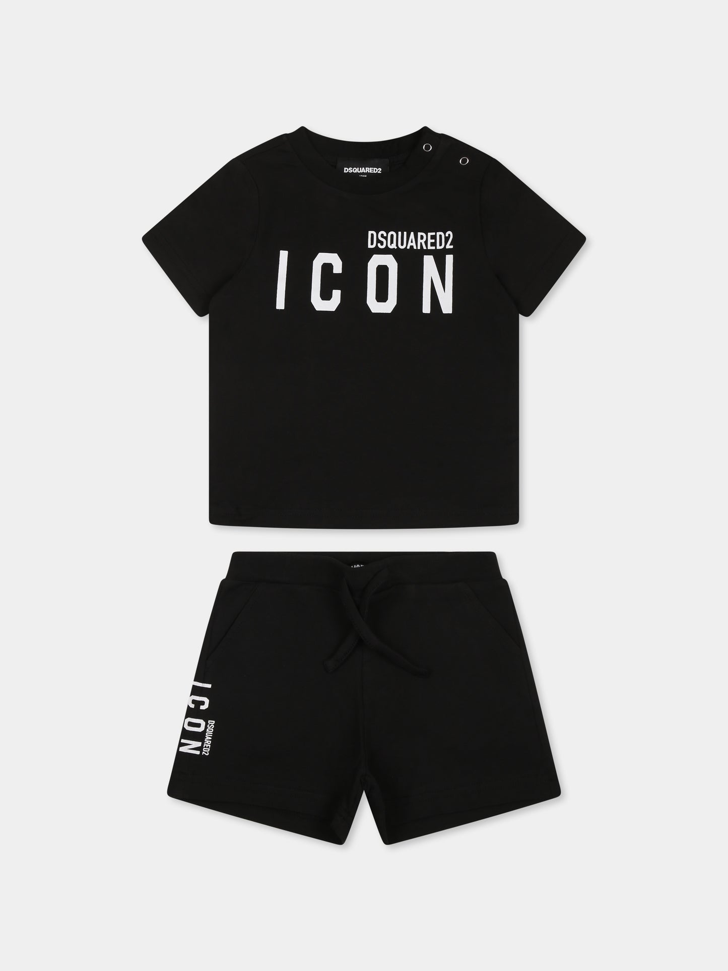 Completo nero per neonato con logo bianco,Dsquared2,DQ2953 D008J D2S14B DQ900