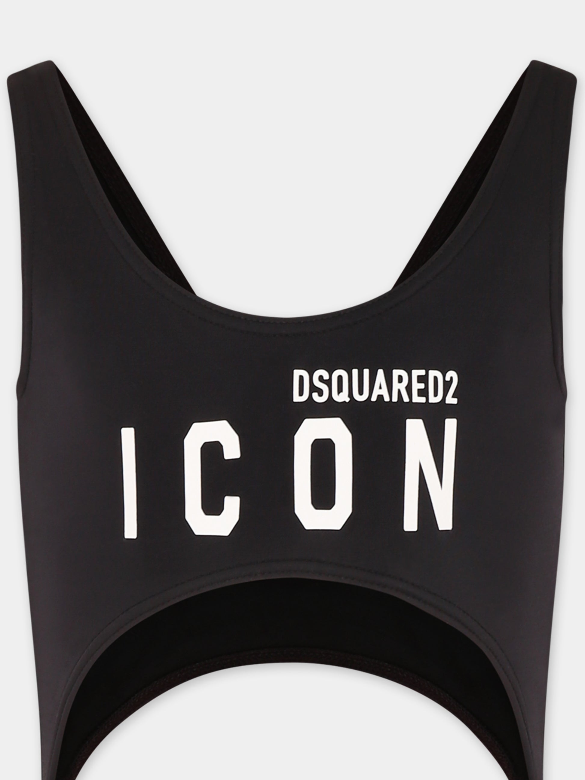 Costume intero nero per bambina con logo,Dsquared2,DQ2958 D000V D2M133F DQ900