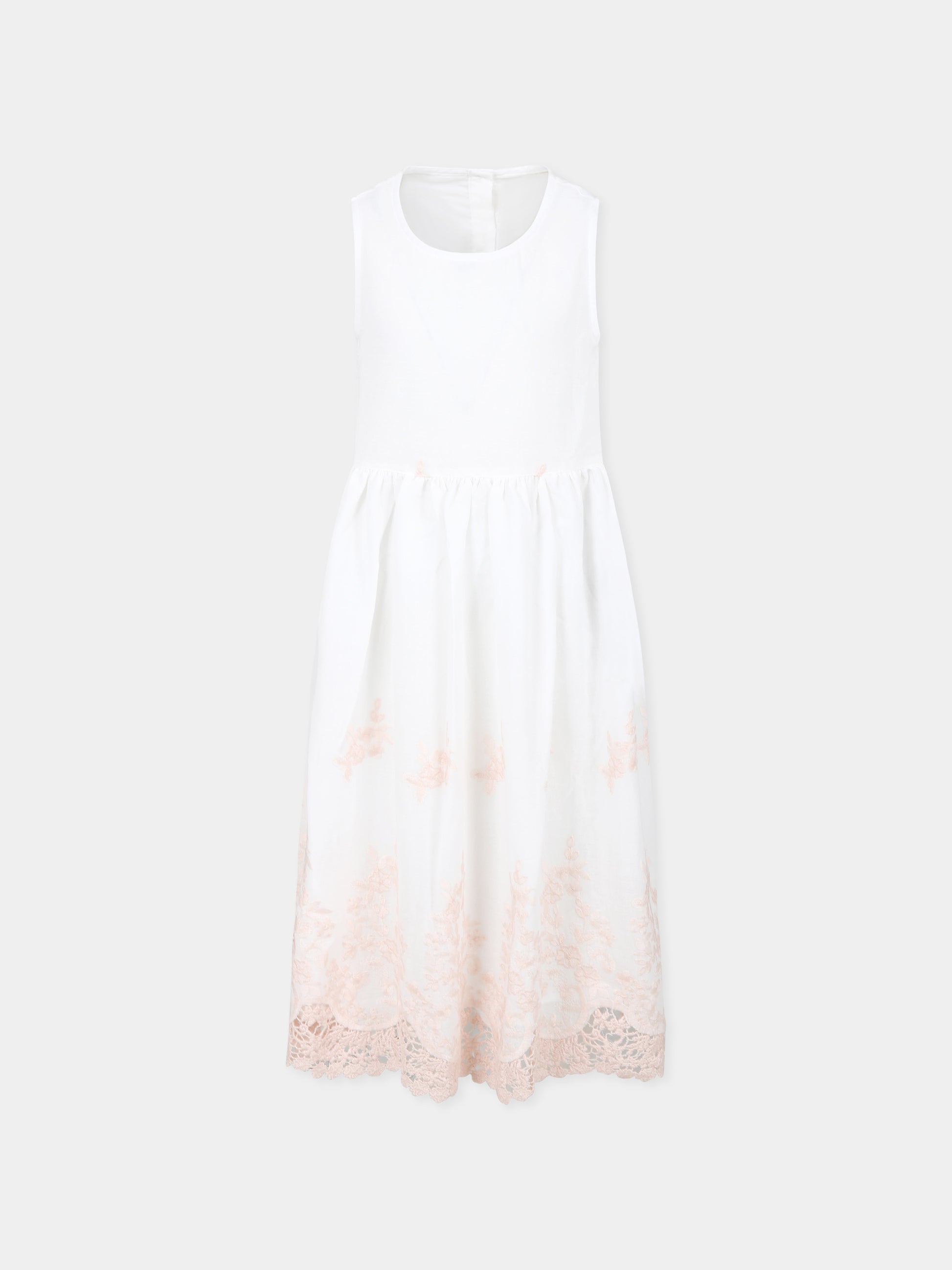 Vestito avorio per bambina con ricamo,Caffe' D'orzo,ZW1B32 M0061 100RS