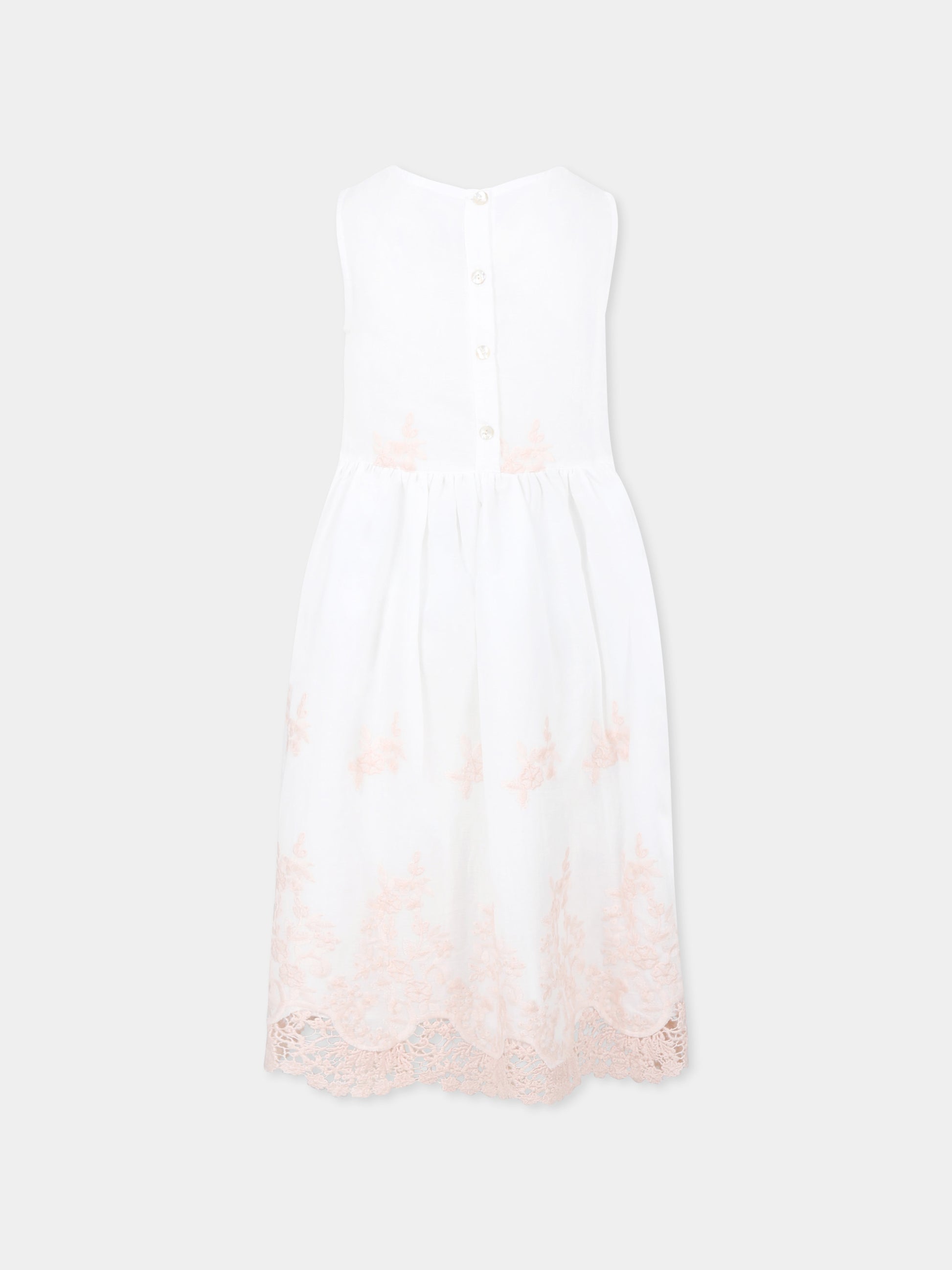 Vestito avorio per bambina con ricamo,Caffe' D'orzo,ZW1B32 M0061 100RS