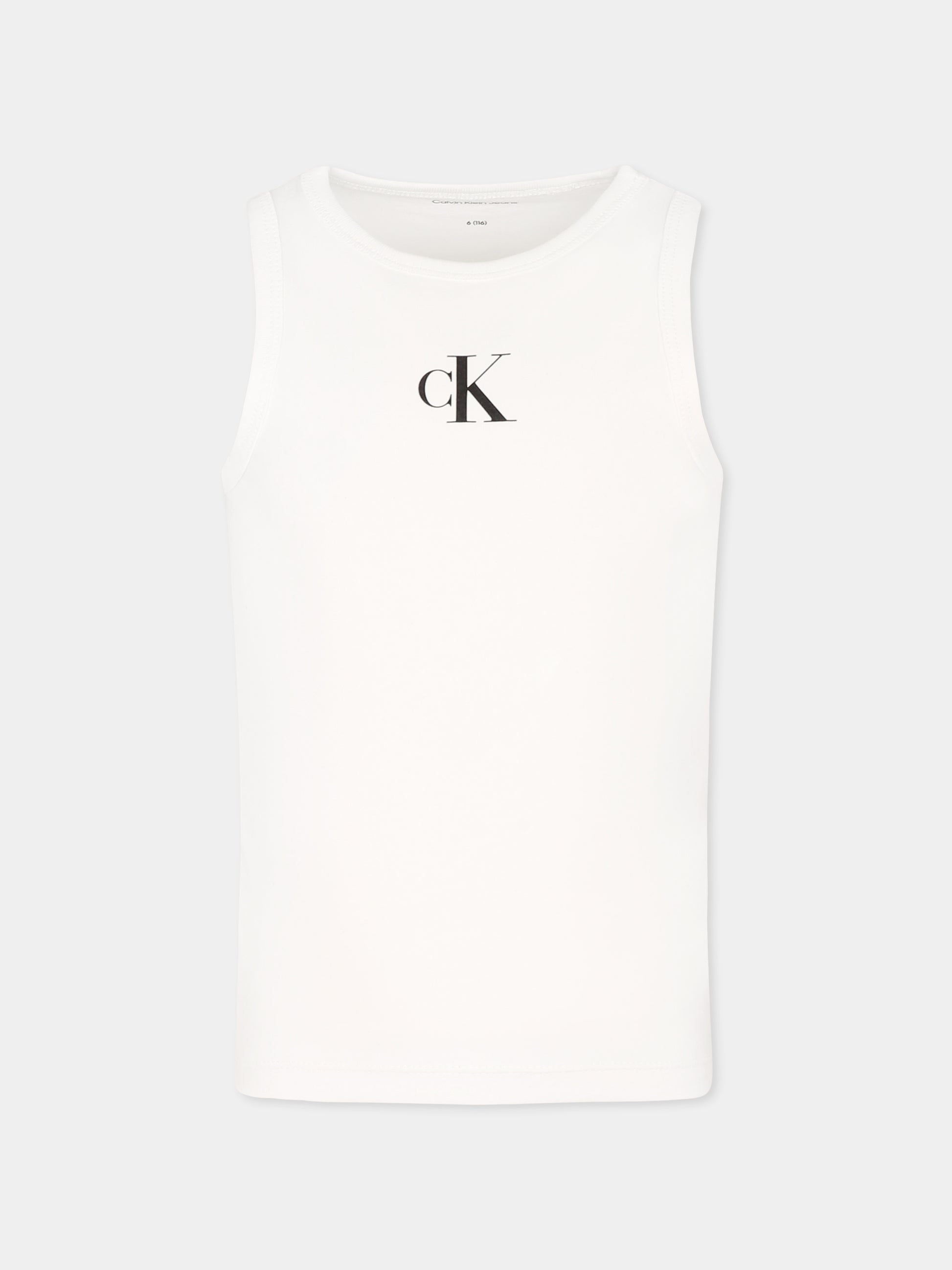 Canotta bianca per bambina con logo,Calvin Klein Kids,25S CKIG0IG02435J IG0IG02435 YAF