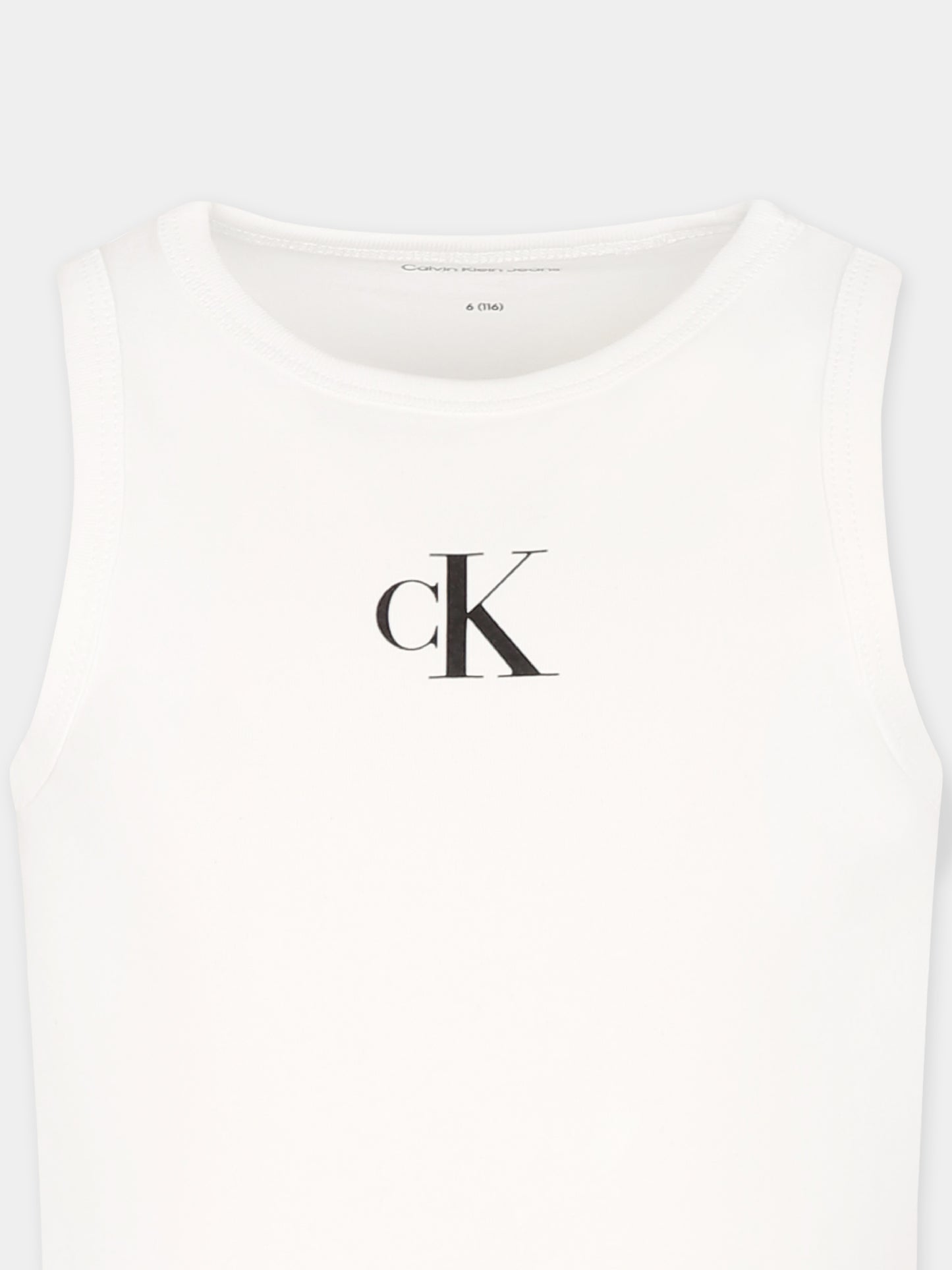 Canotta bianca per bambina con logo,Calvin Klein Kids,25S CKIG0IG02435J IG0IG02435 YAF