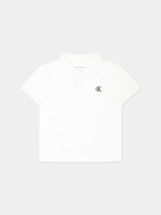 Polo bianca per neonato con logo,Calvin Klein Kids,25S CKIN0IN00170J IN0IN00170 YAF