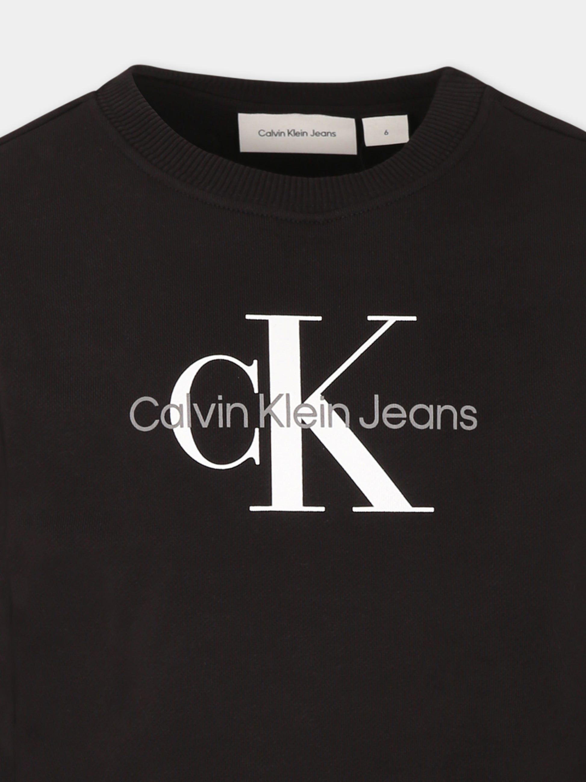 Felpa nera per bambini con logo,Calvin Klein Kids,25S CKIU0IU00675J IU0IU00675 BEH